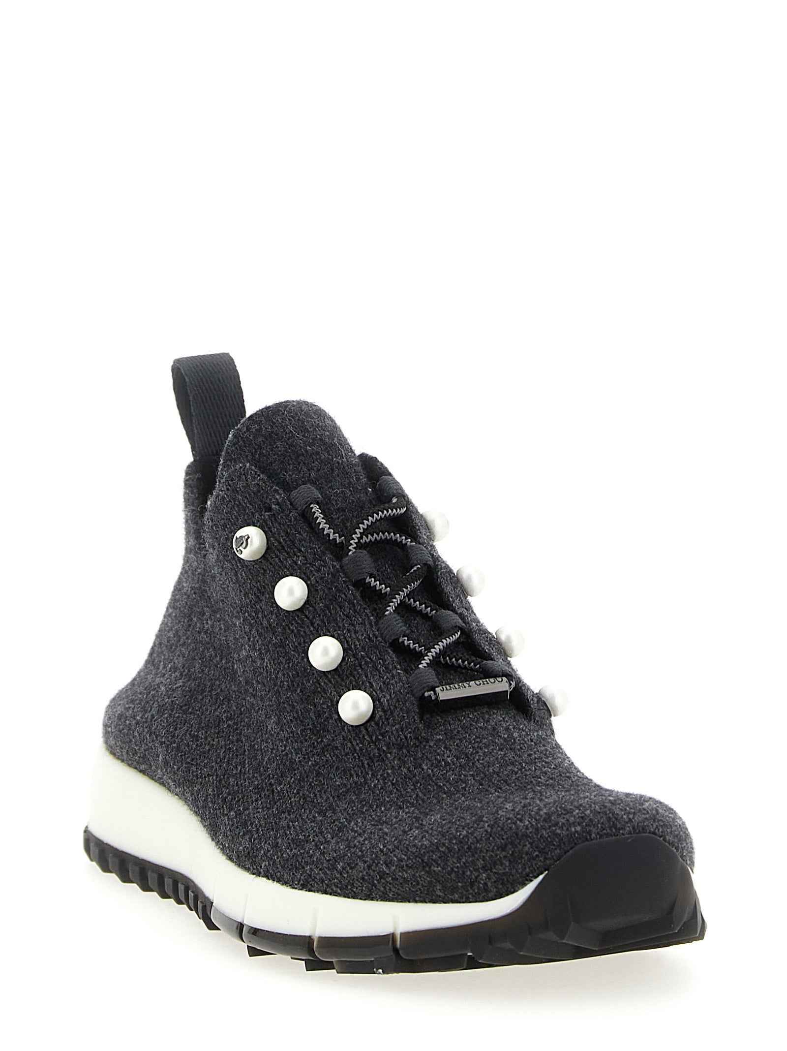 Jimmy Choo Black Tencel Low Top Sneakers