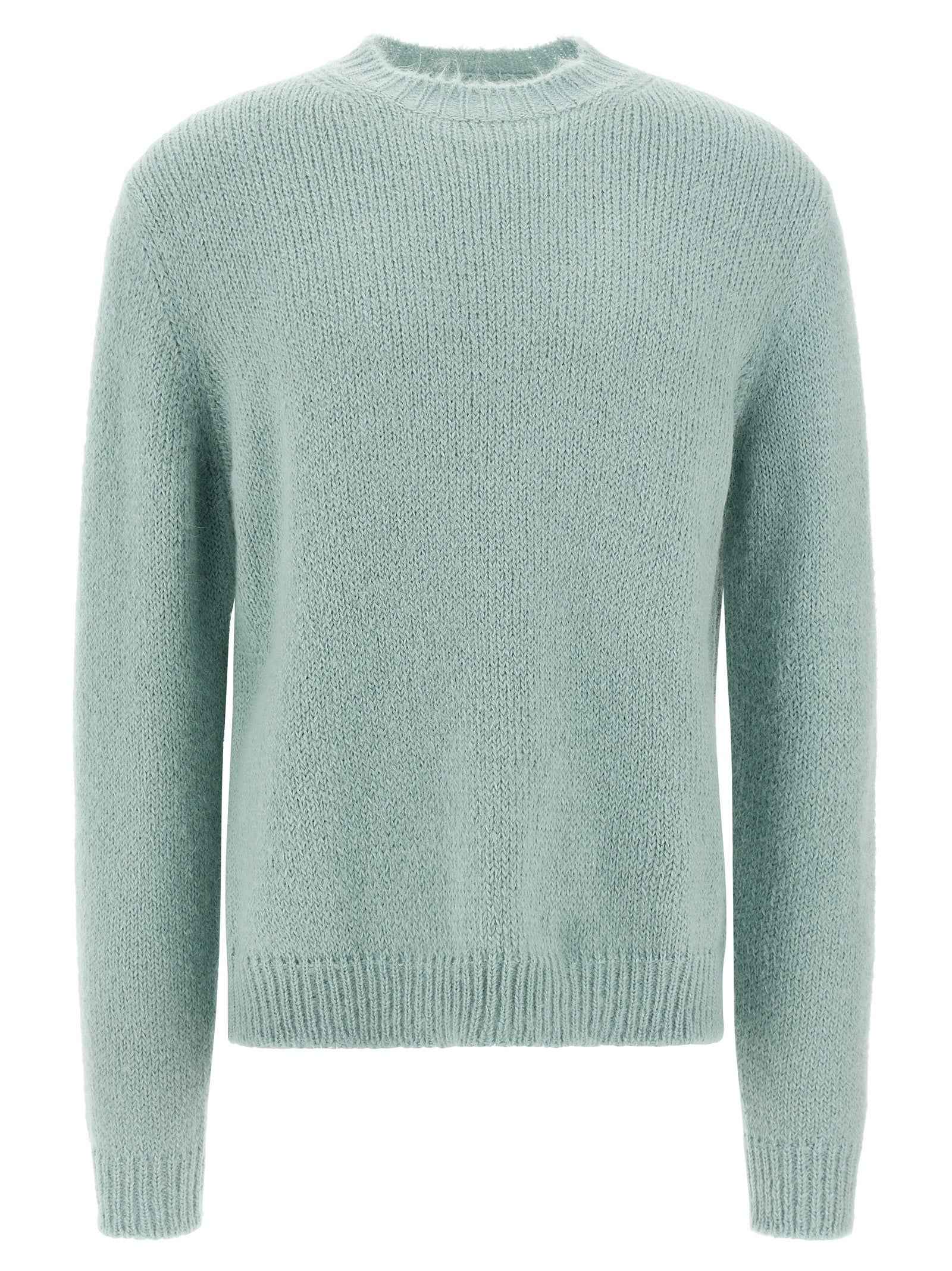 Jil Sander Blue Alpaca Leather Cardigan