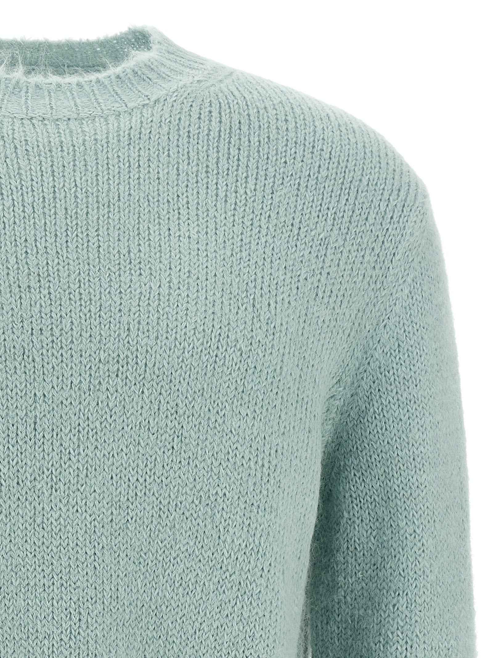 Jil Sander Blue Alpaca Leather Cardigan