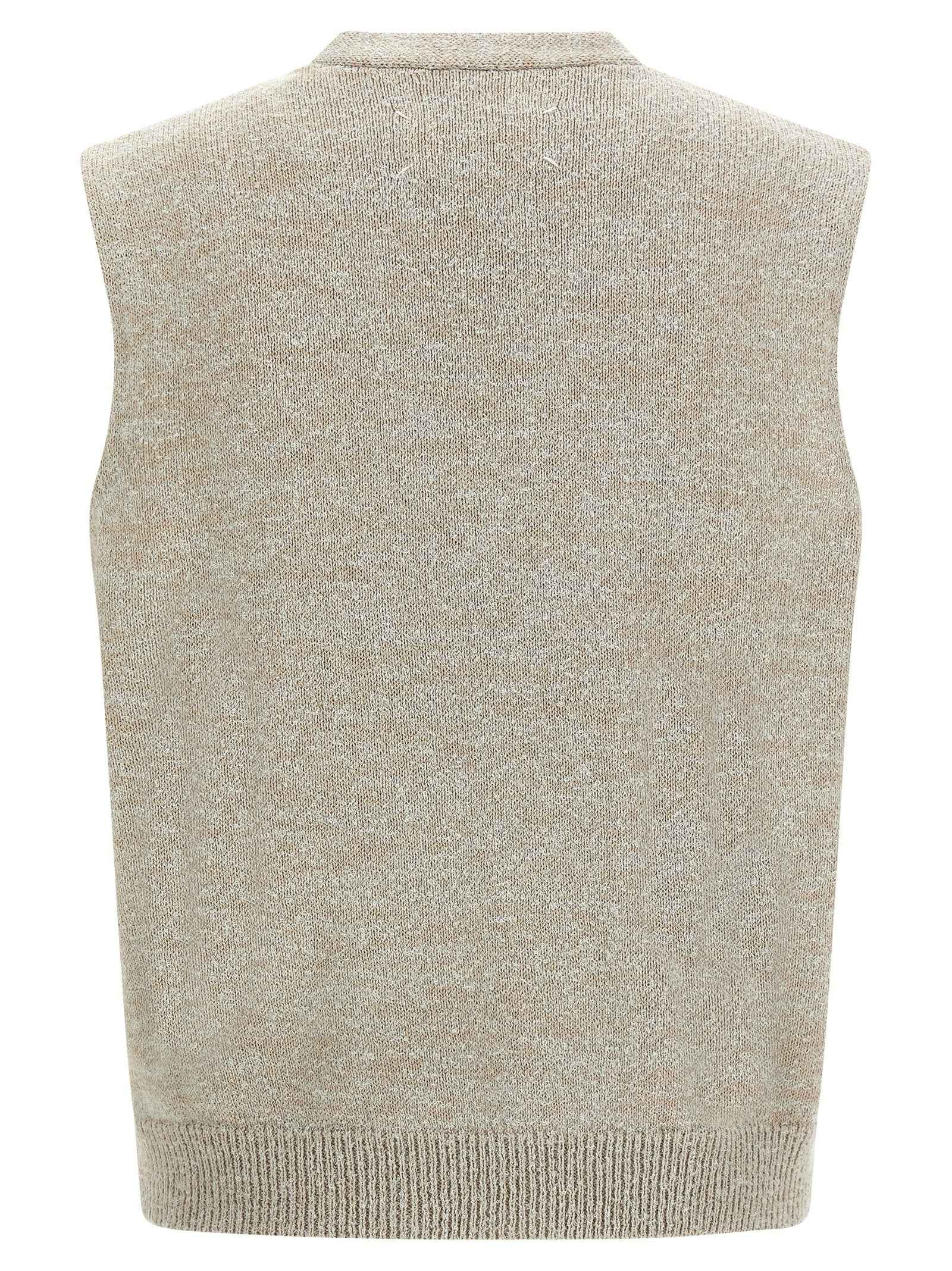 Maison Margiela Beige Cotton Sleeveles Sweater