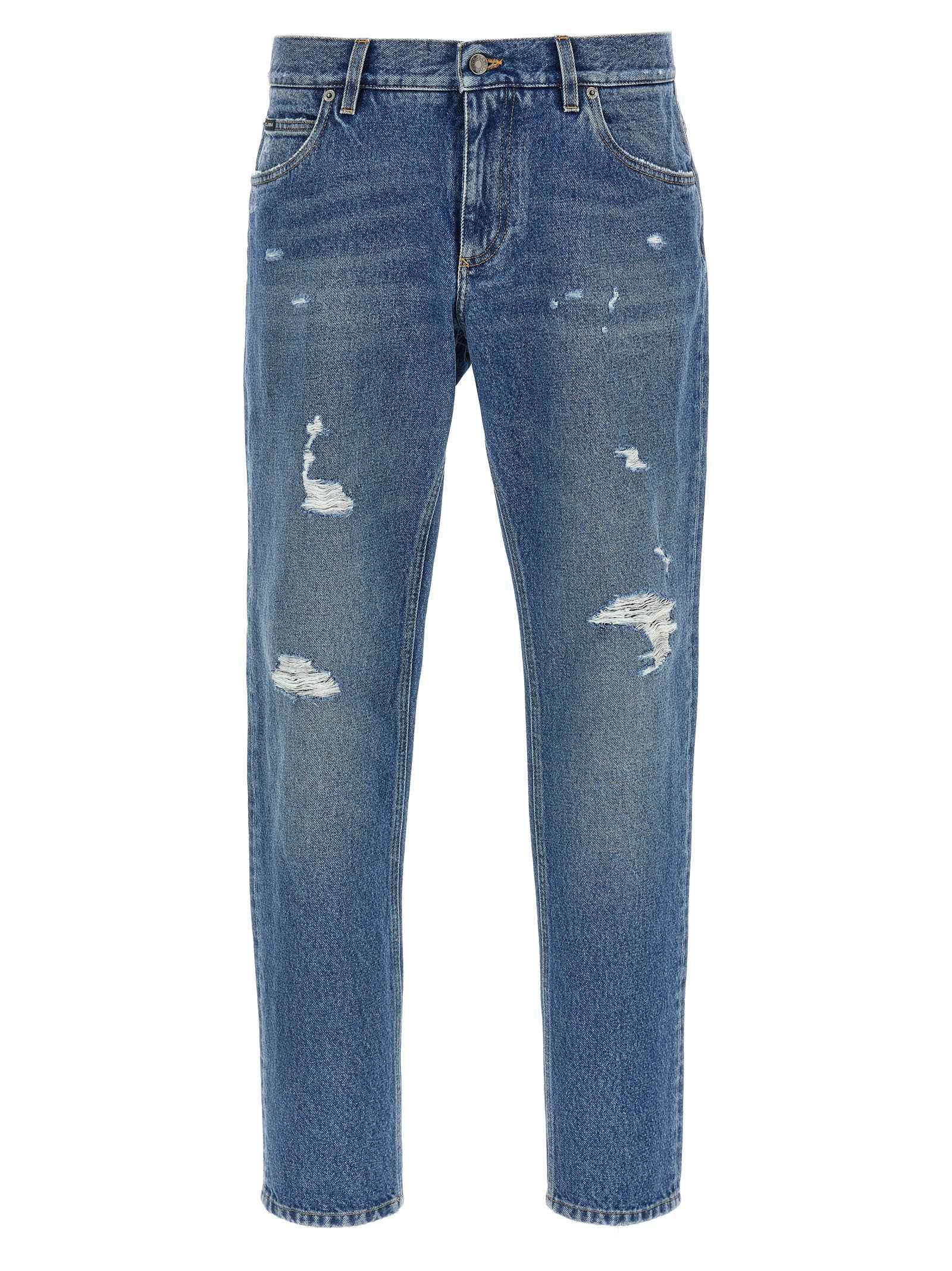 Dolce & Gabbana Blue Cotton Straight-Leg Jeans
