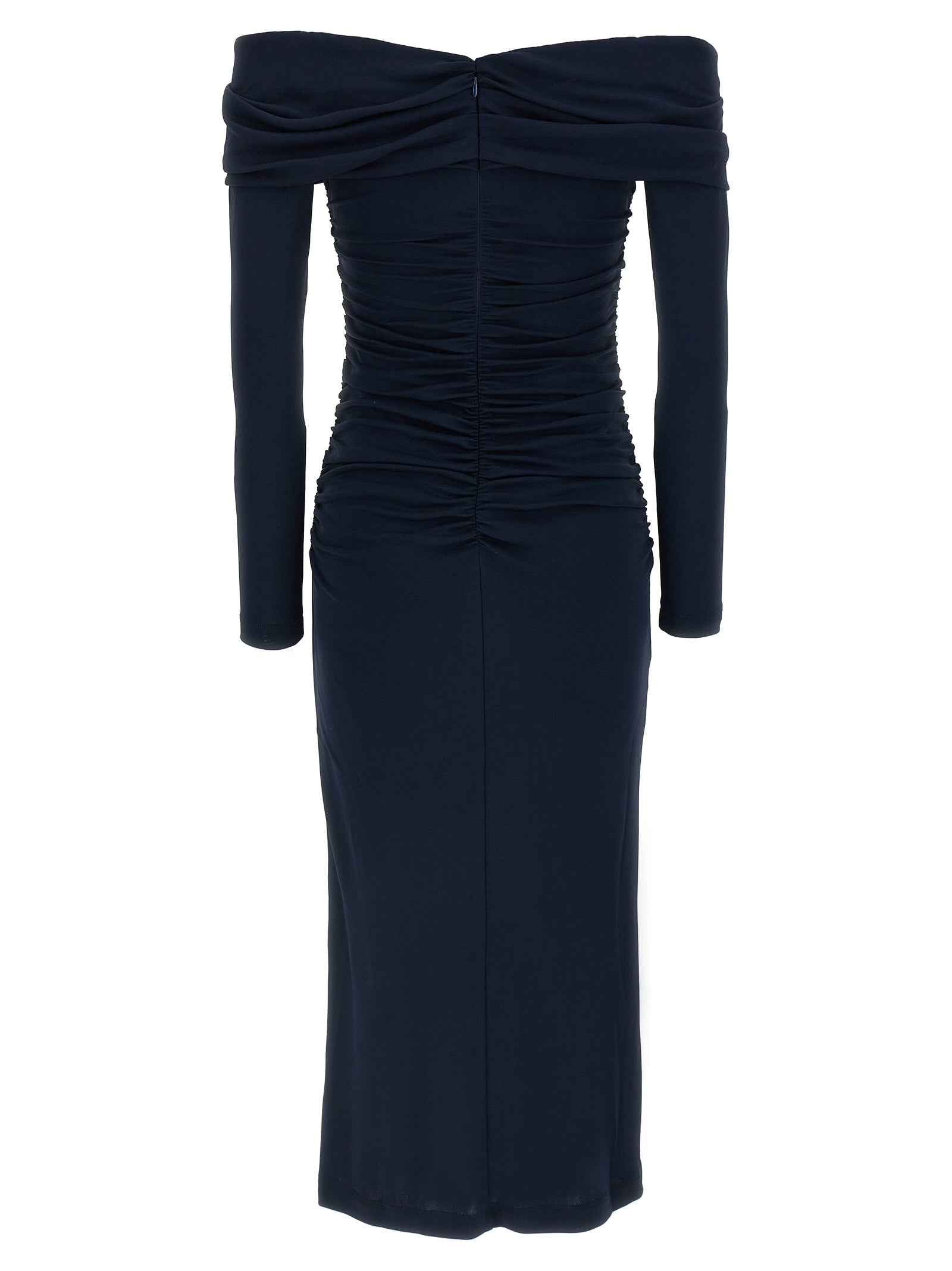 Carolina Herrera Blue Marabou Midi Dress