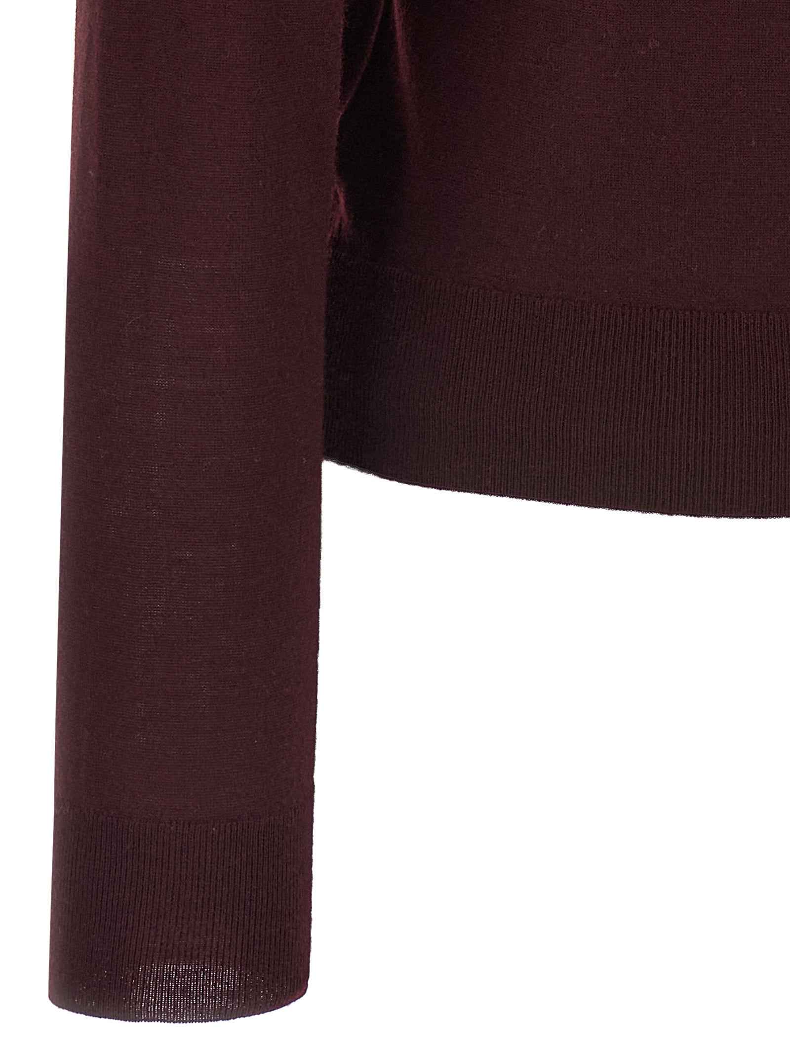 Saint Laurent Bordeaux Virgin Wool Cardigan