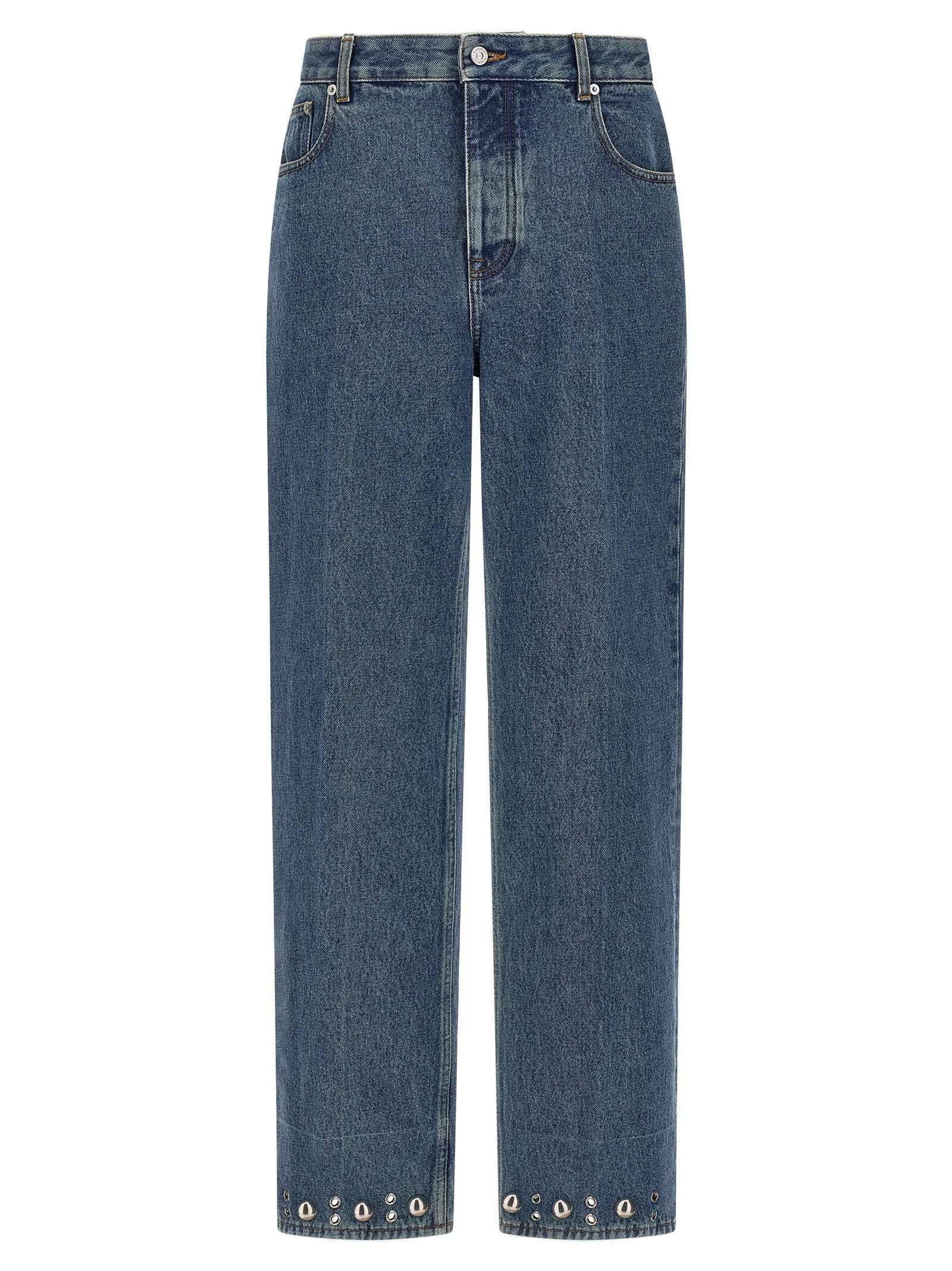 Valentino Garavani Blue Cotton Straight-Leg Jeans