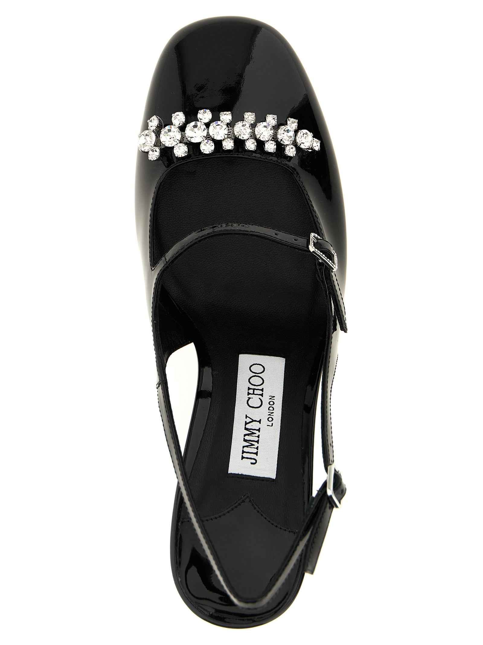 Jimmy Choo Black Leather Mid Heel Pumps
