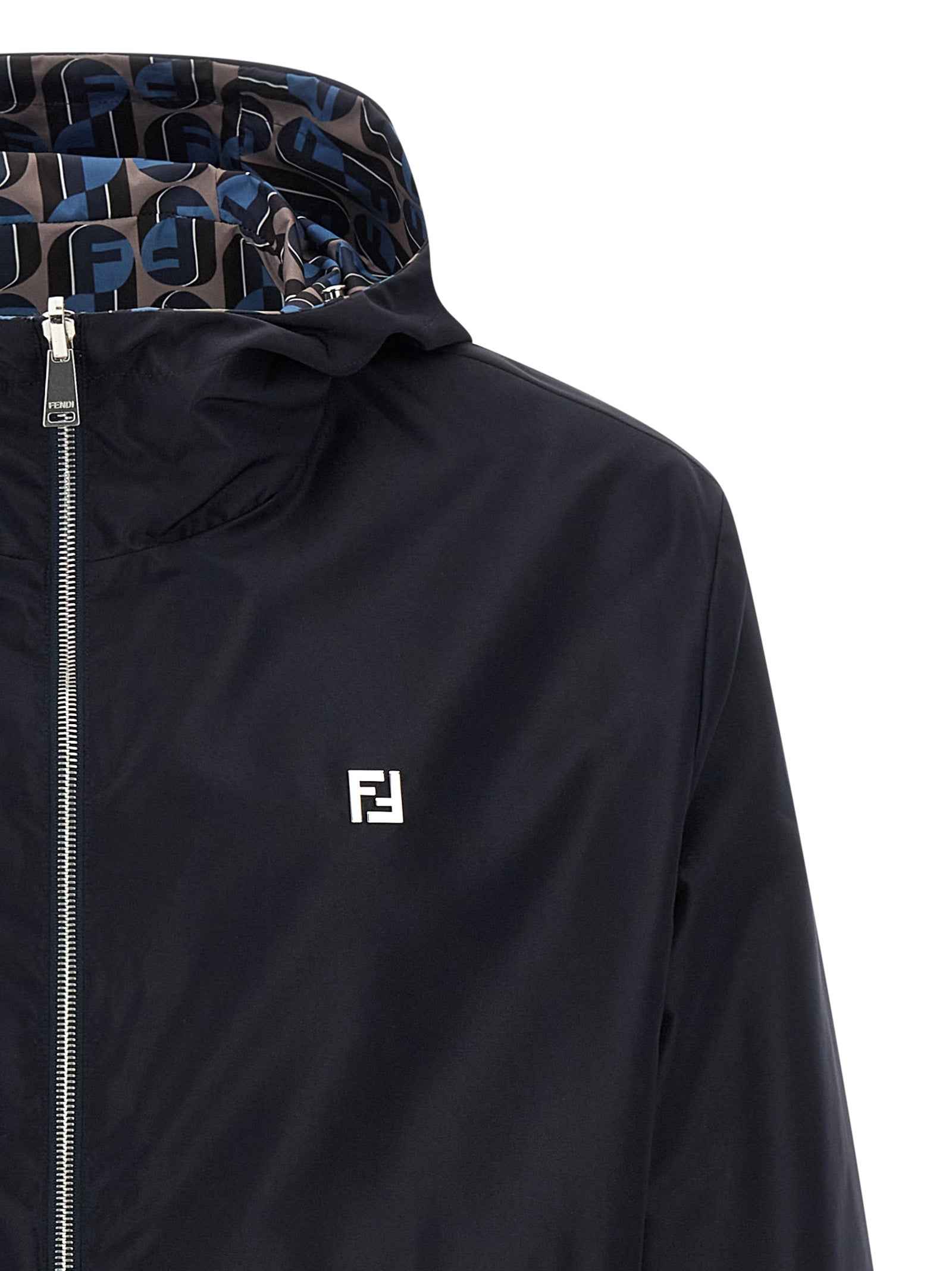 Fendi Blue Polyester Shell Jacket