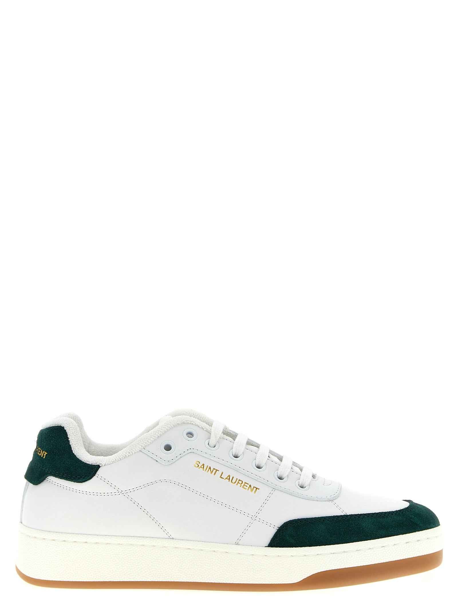 Saint Laurent Bicolor Calfskin Low Top Sneakers