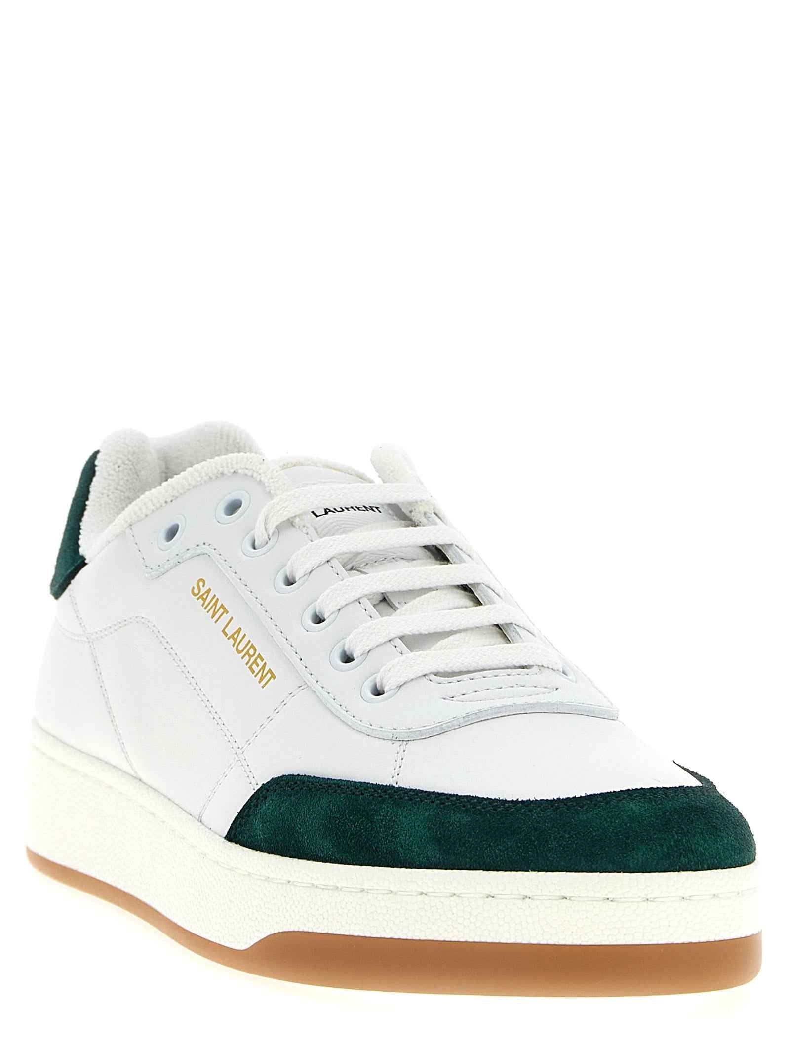 Saint Laurent Bicolor Calfskin Low Top Sneakers