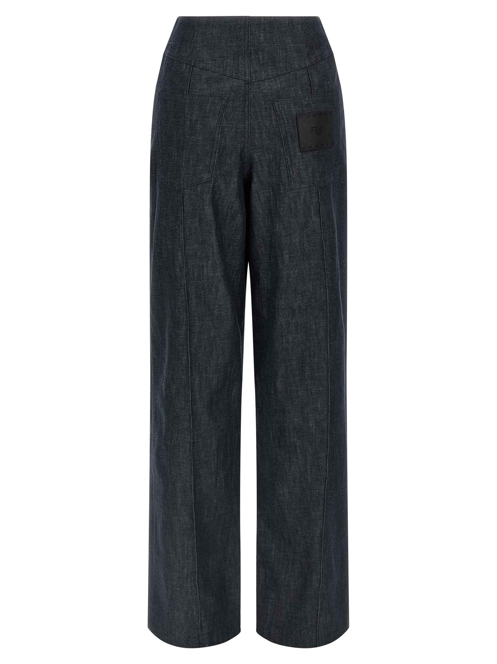 Fendi Blue Cotton High-Waisted Jean