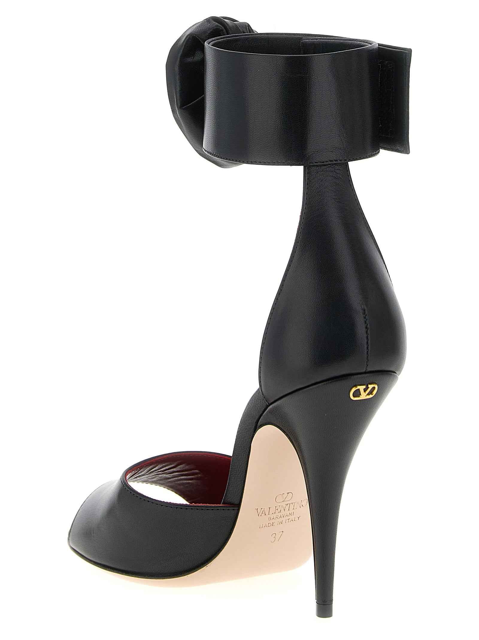 Valentino Garavani Black Calfskin Stiletto Heel Sandals