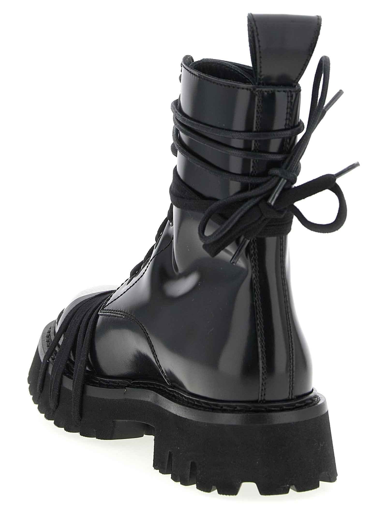 Moschino Black Calfskin Lace-Up Boots