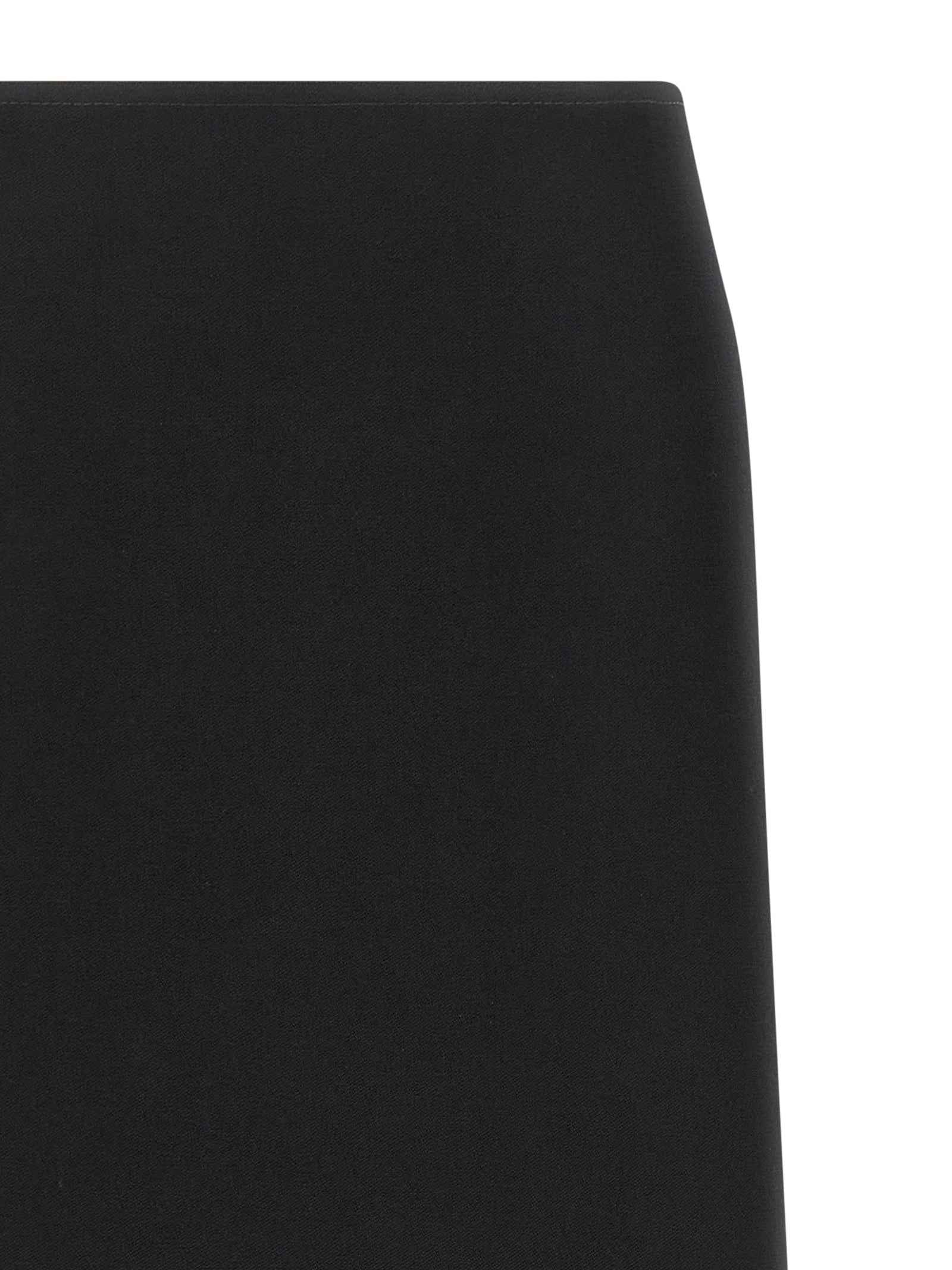 Fendi Black Virgin Wool Midi Skirt