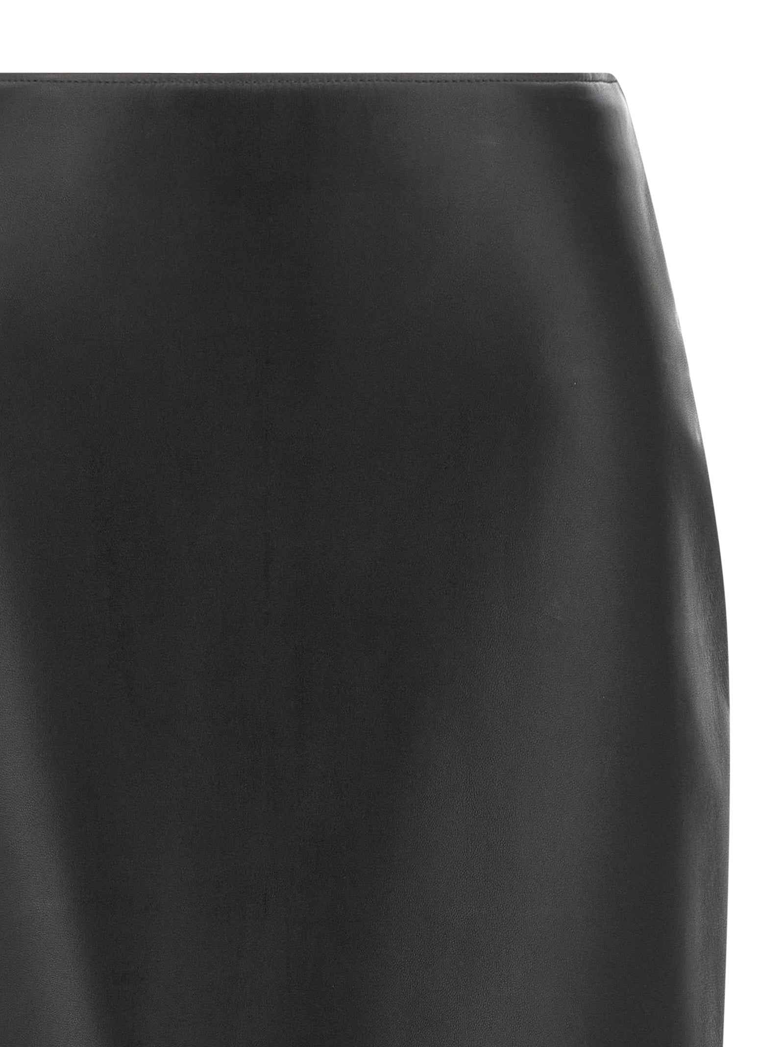 Fendi Black Lamb Leather Midi Skirt