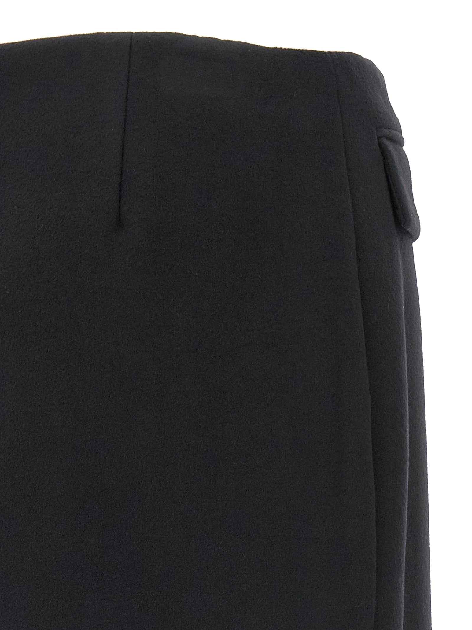Ferragamo Black Virgin Wool Long Skirt