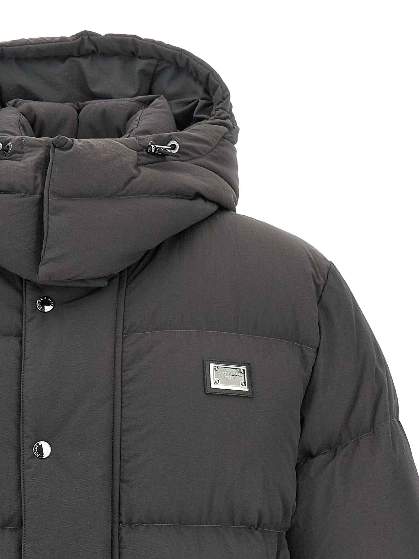 Dolce & Gabbana Gray Polyamide Full-Length Jacket