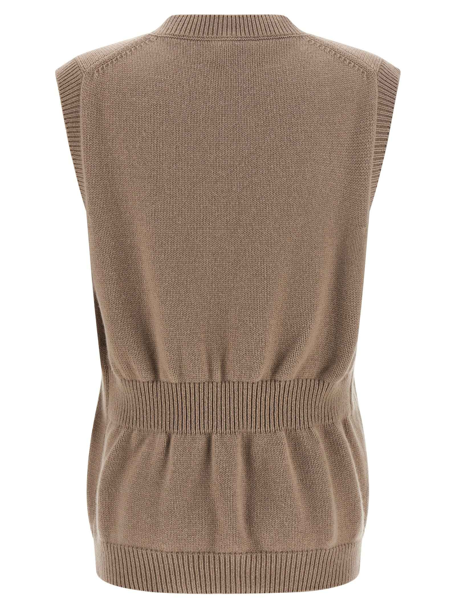 Fendi Beige Cashmere Sleeveless Jacket