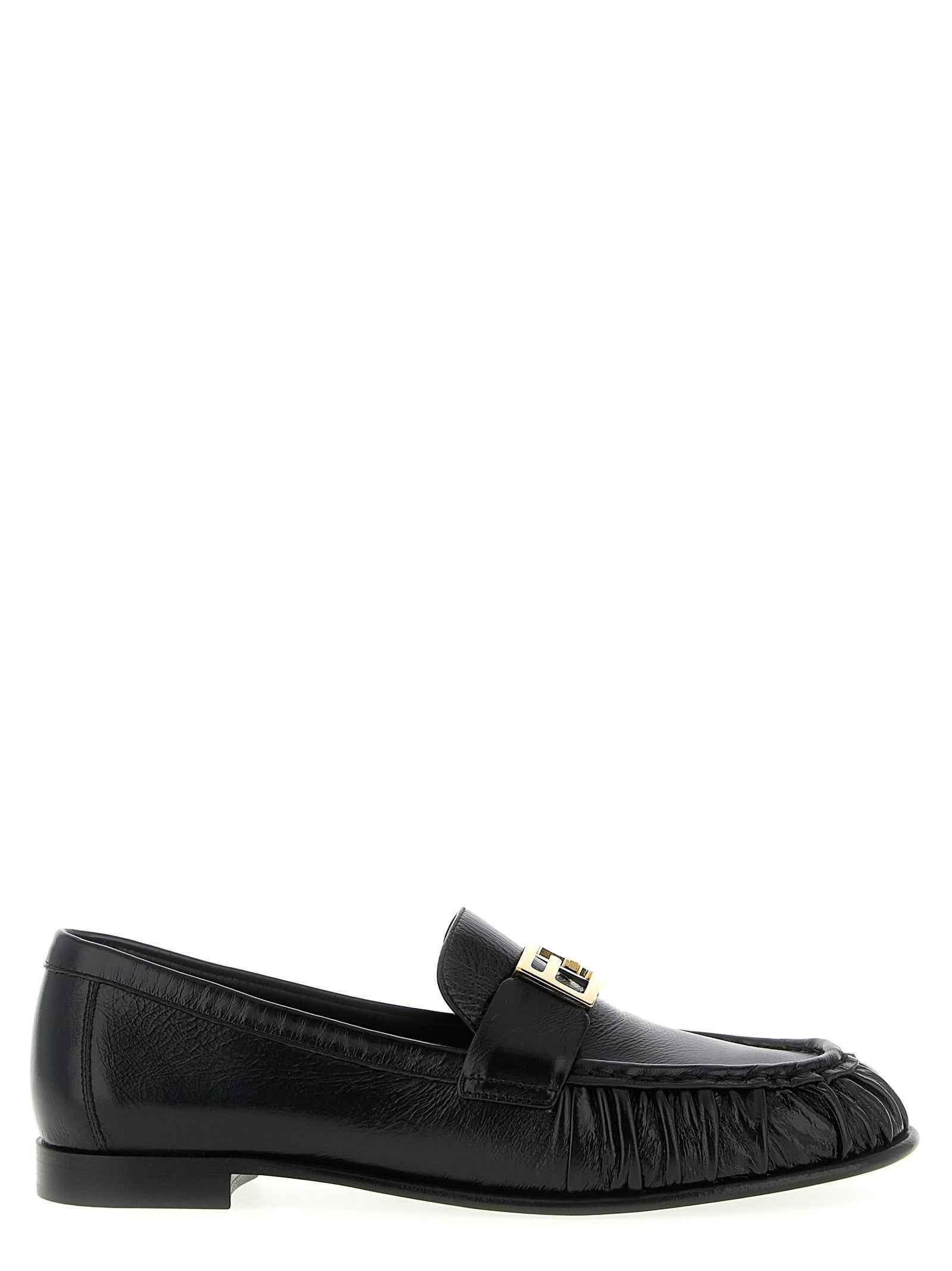 Fendi Black Lamb Leather Slip-On Loafers