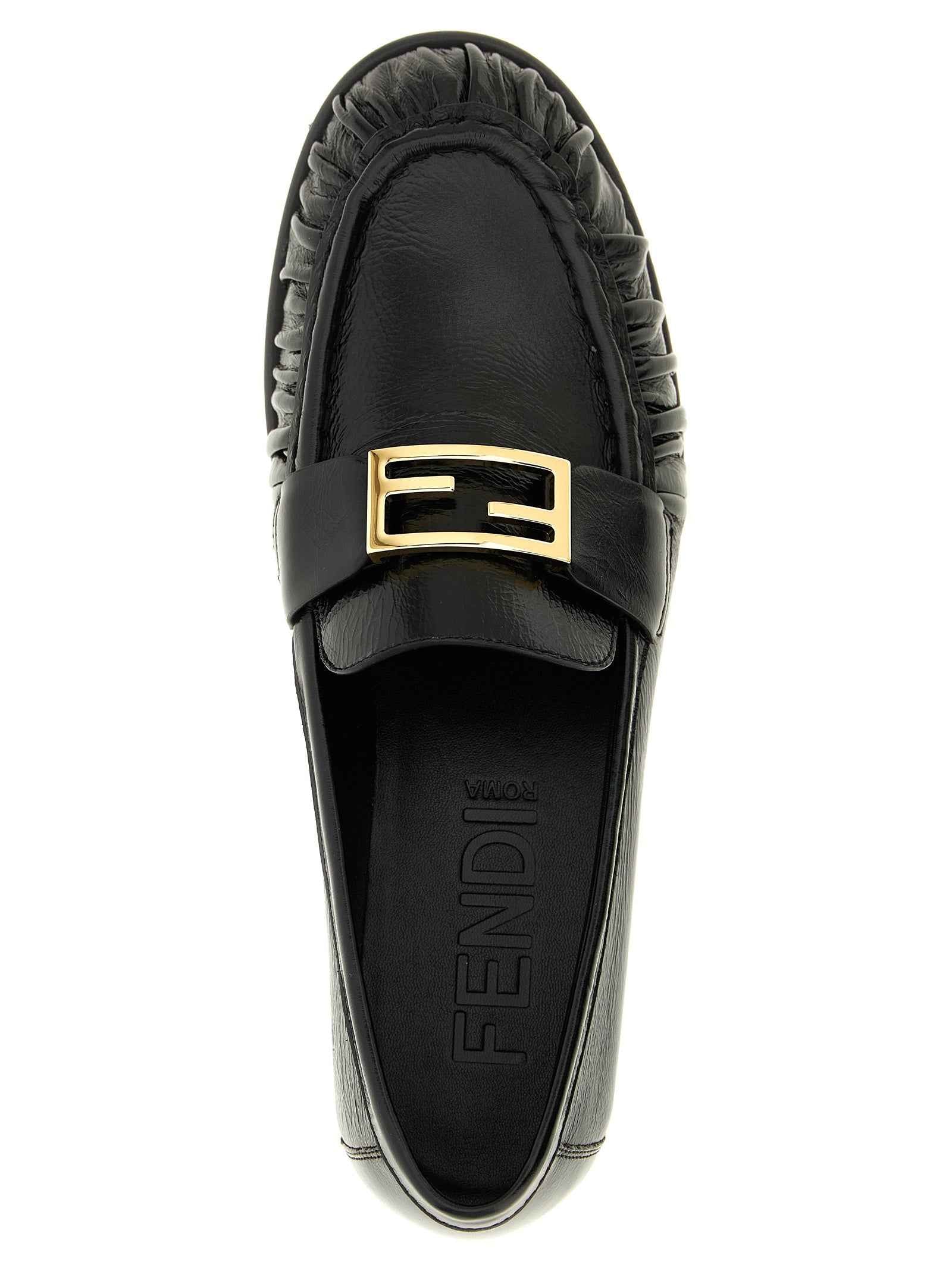Fendi Black Lamb Leather Slip-On Loafers