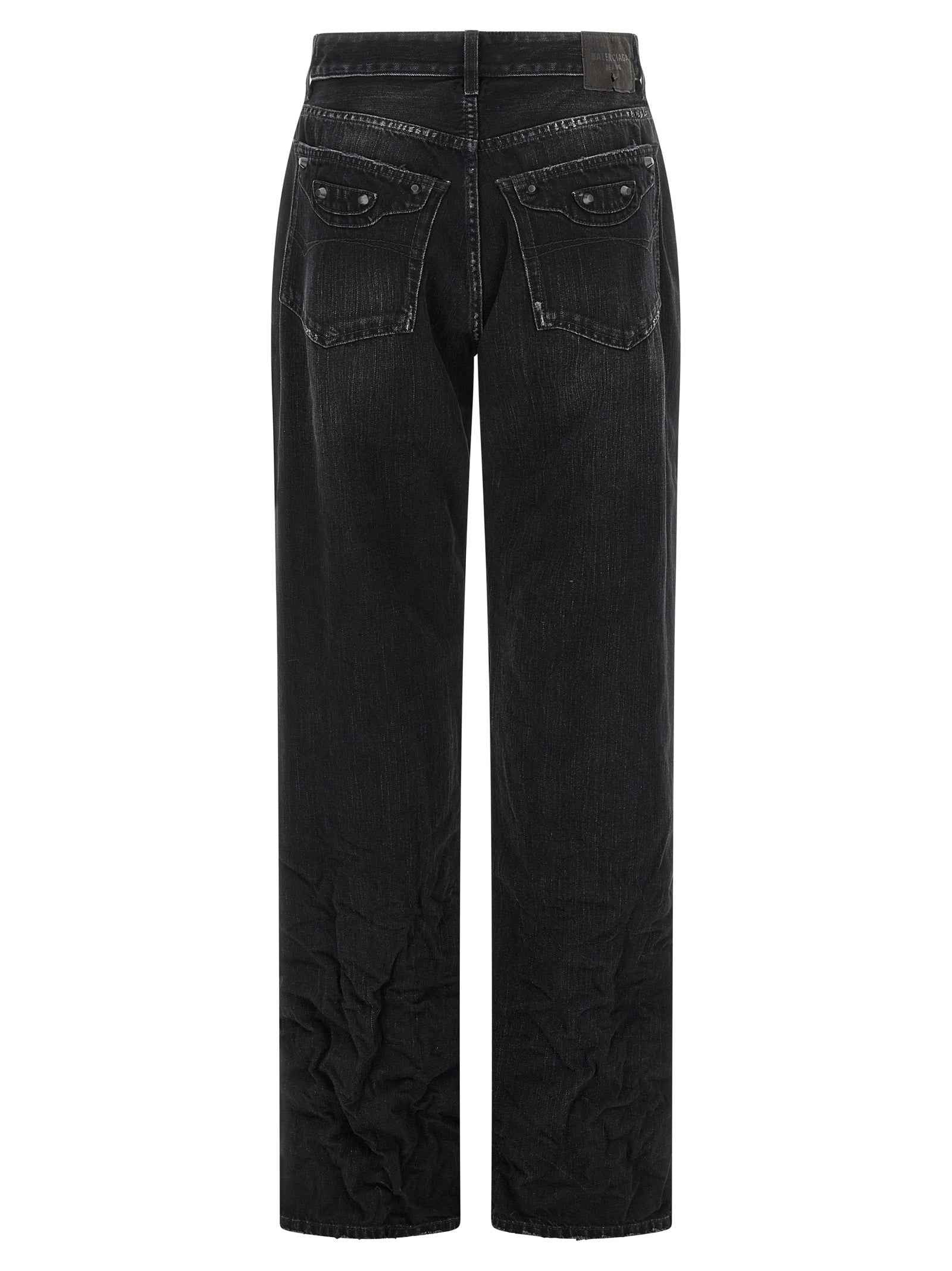 Balenciaga Black Cotton Straight-Leg Jeans