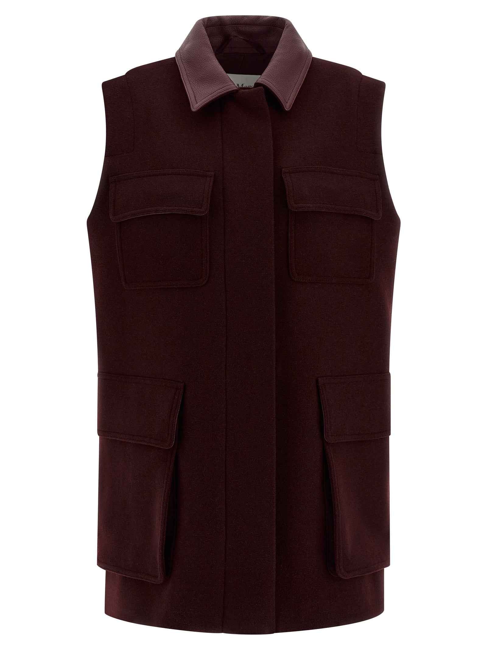 Max Mara Bordeaux Virgin Wool Sleeveless Jacket