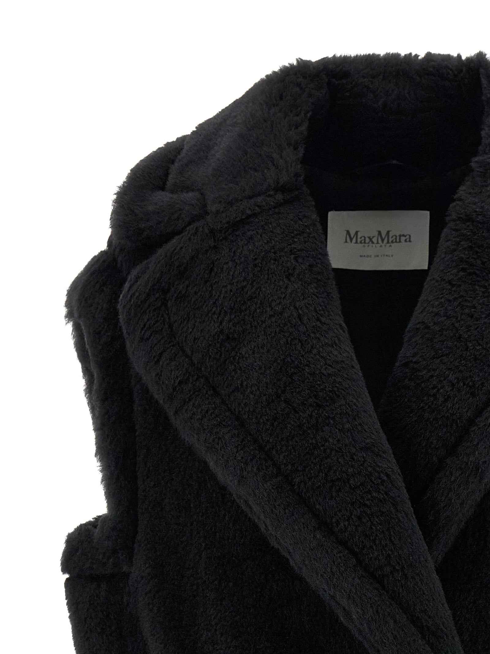 Max Mara Black Alpaca Leather Sleeveless Jacket