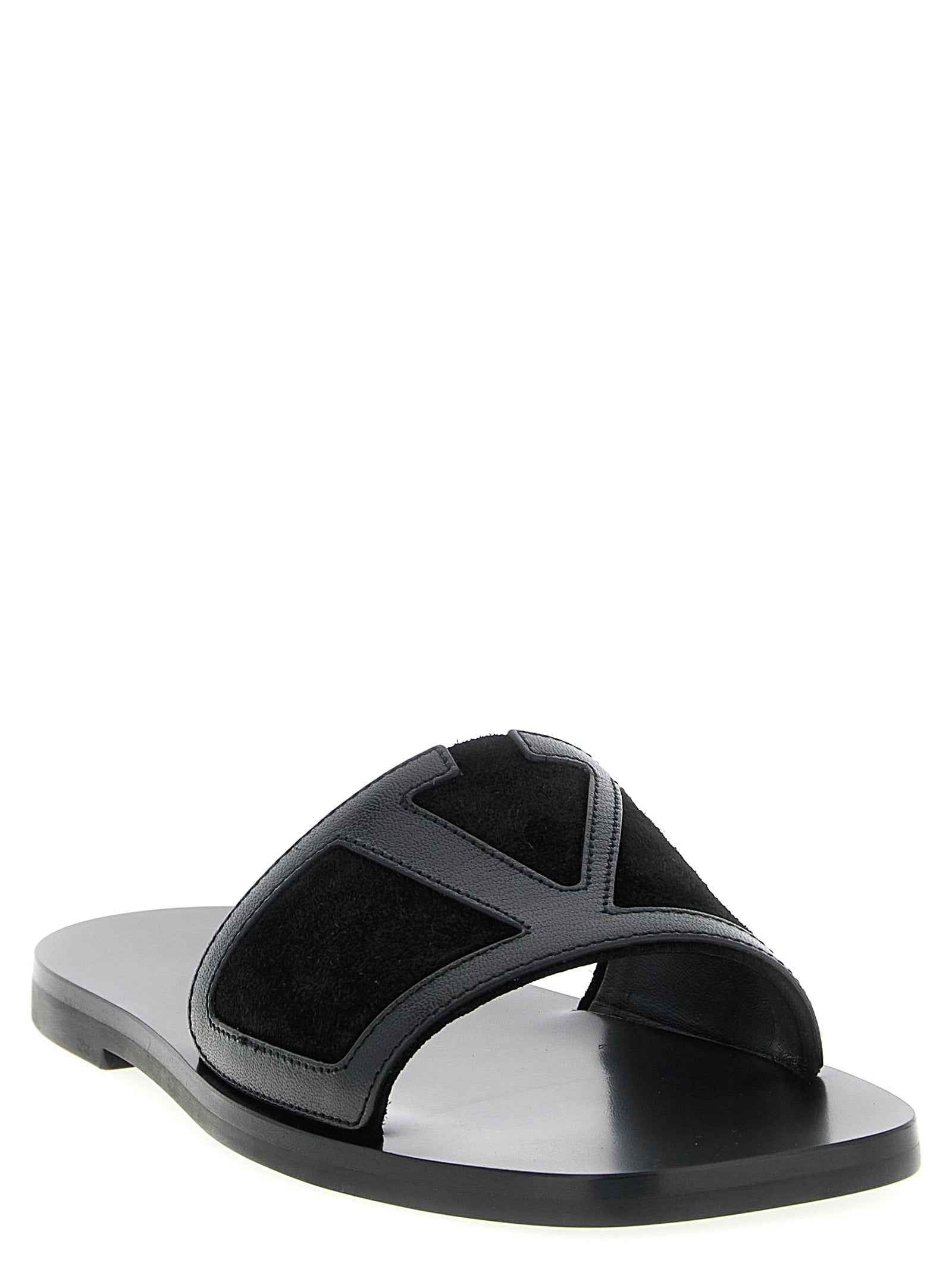 Valentino Garavani Black Calfskin Slides