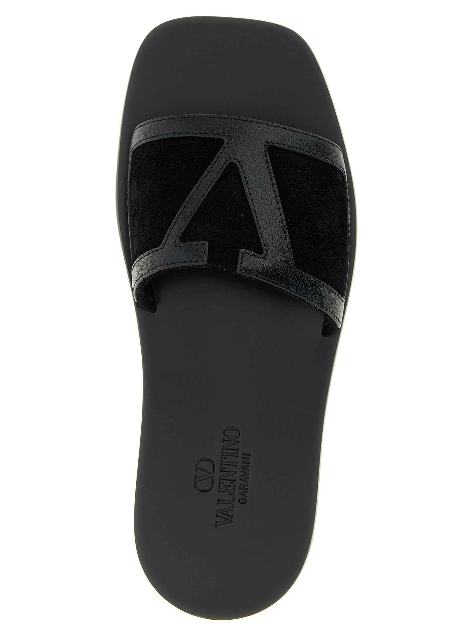 Valentino Garavani Black Calfskin Slides