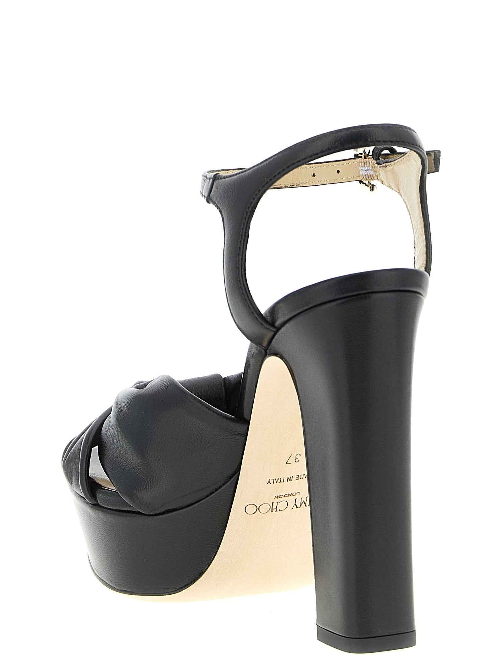 Jimmy Choo Black Leather Stiletto Heel Sandals