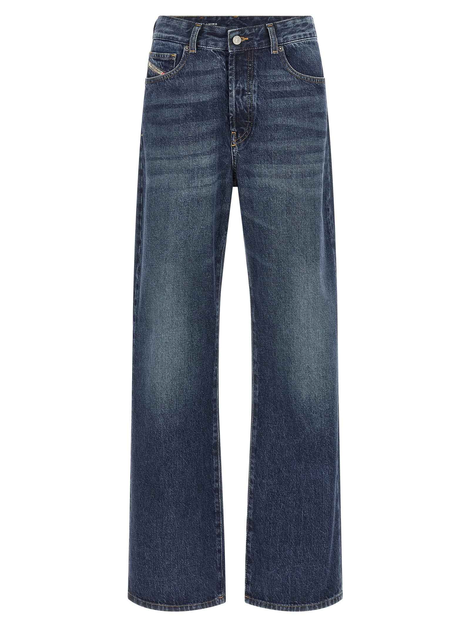 Diesel Blue Cotton Straight-Leg Jeans