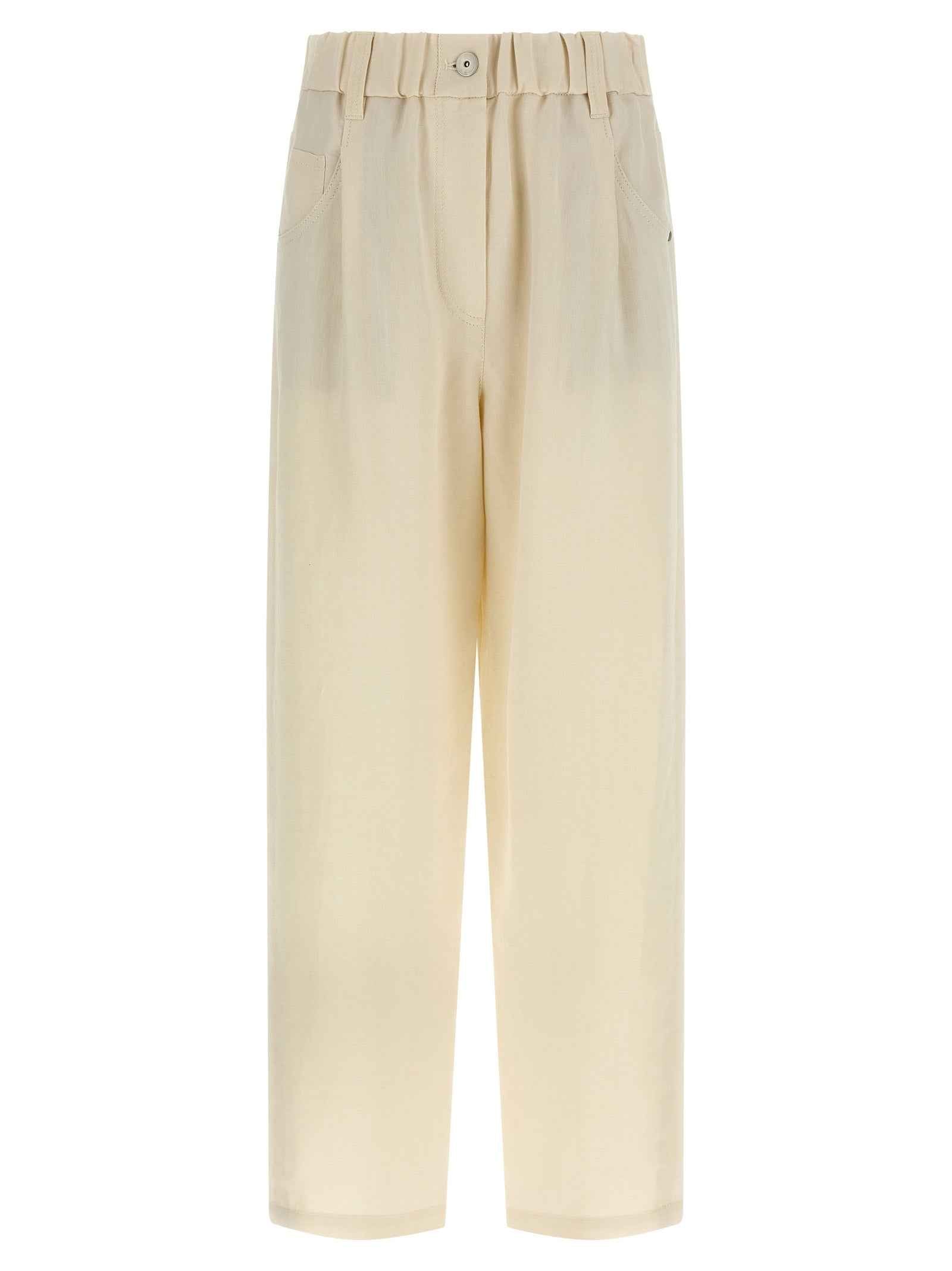 Brunello Cucinelli White Viscose Casual Pants