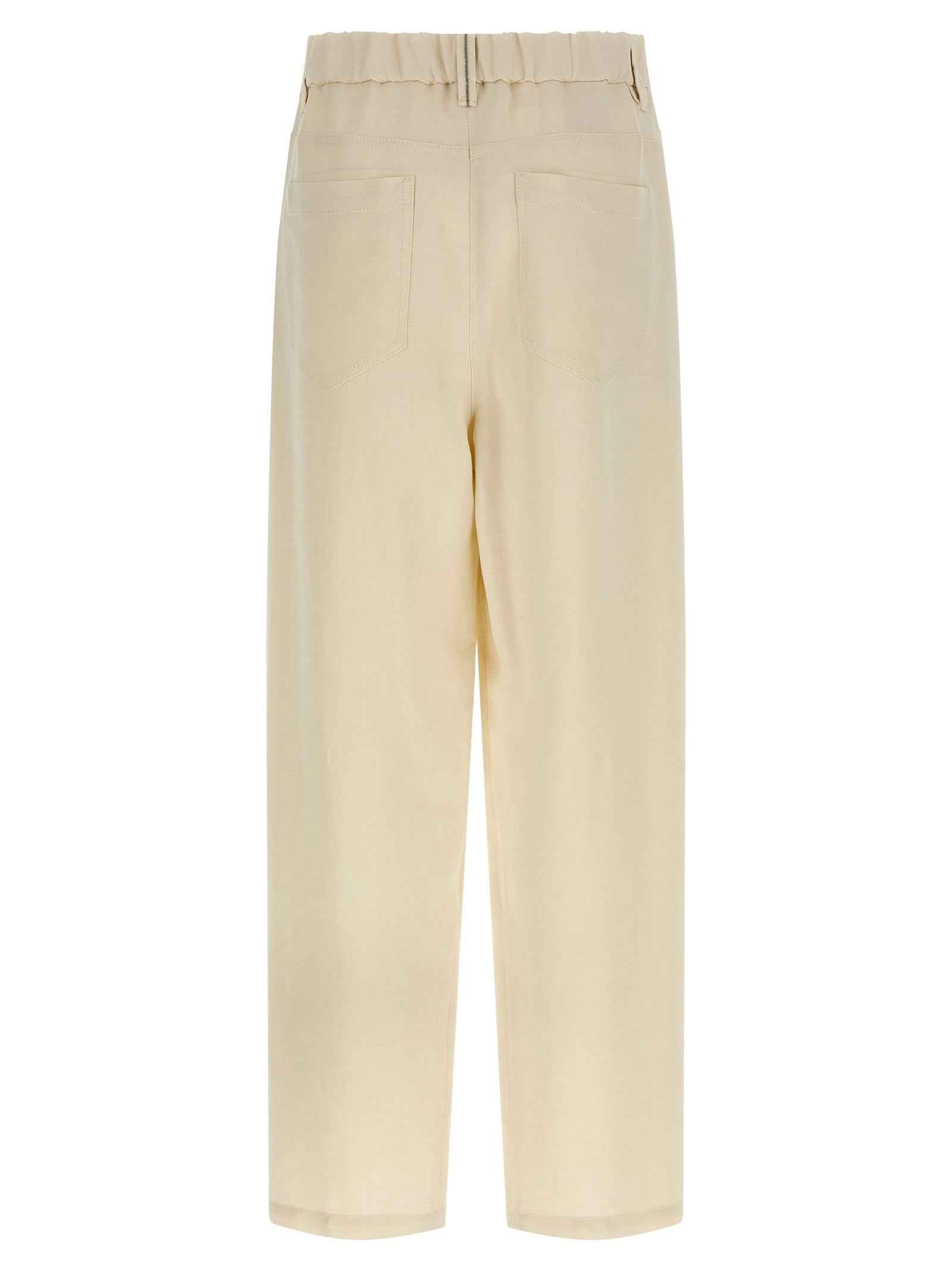 Brunello Cucinelli White Viscose Casual Pants