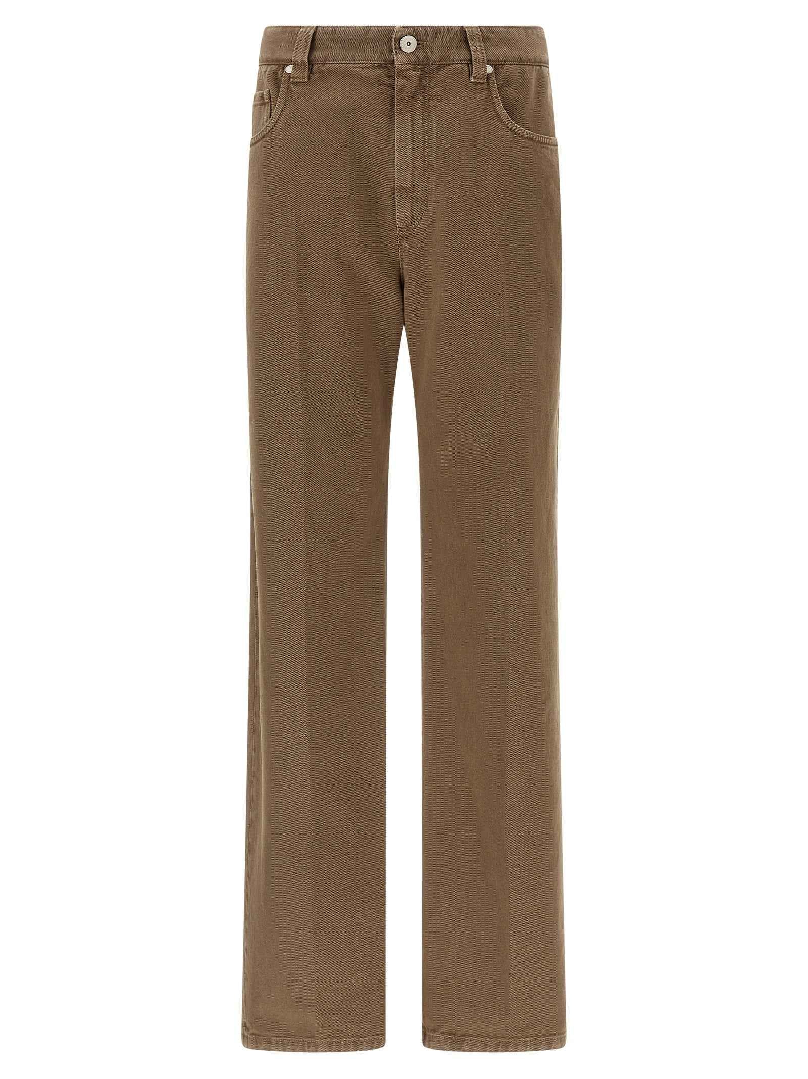 Brunello Cucinelli Beige Cotton Straight-Leg Jeans