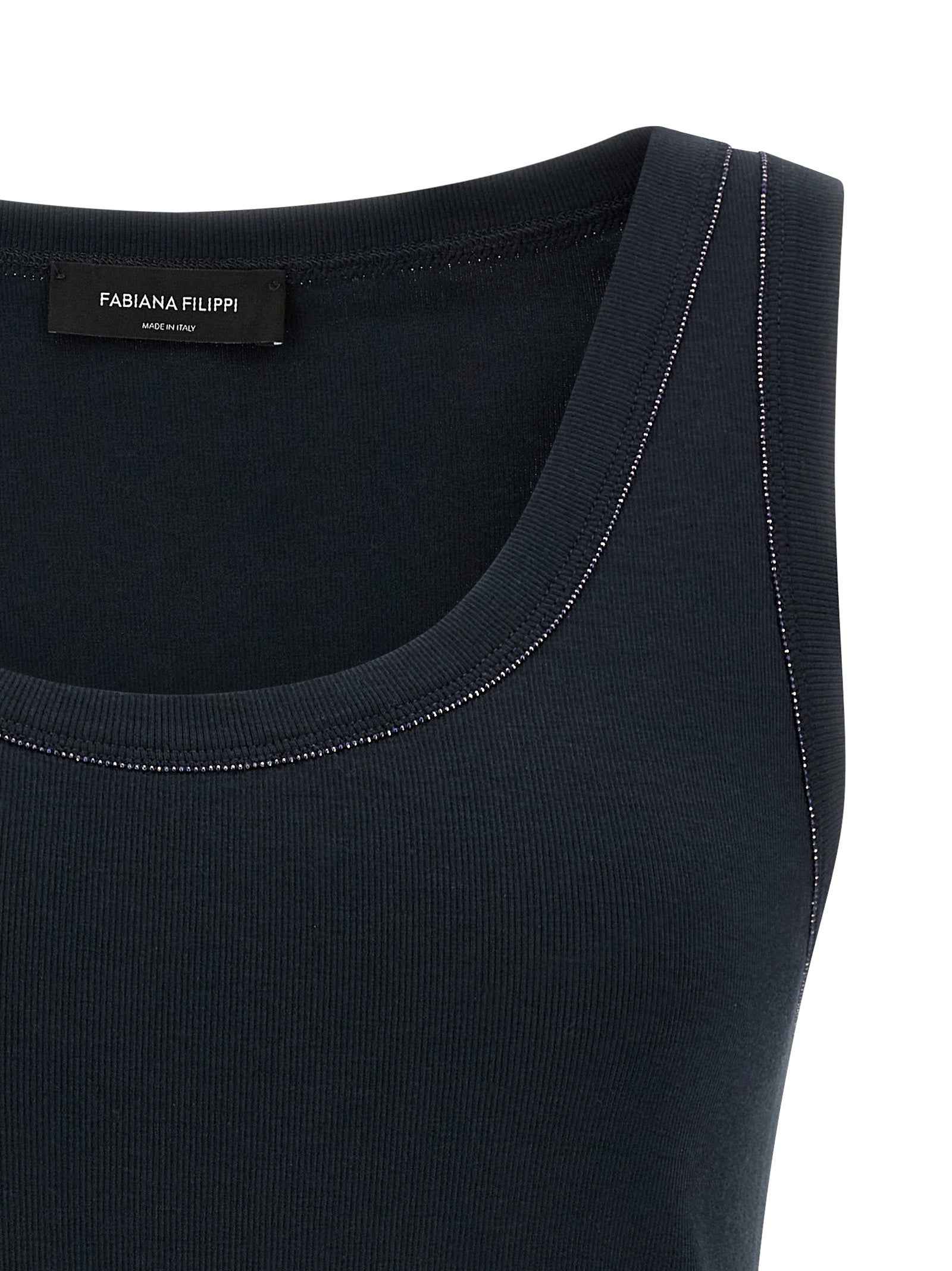 Fabiana Filippi Blue Cotton Sleeveles T-Shirt