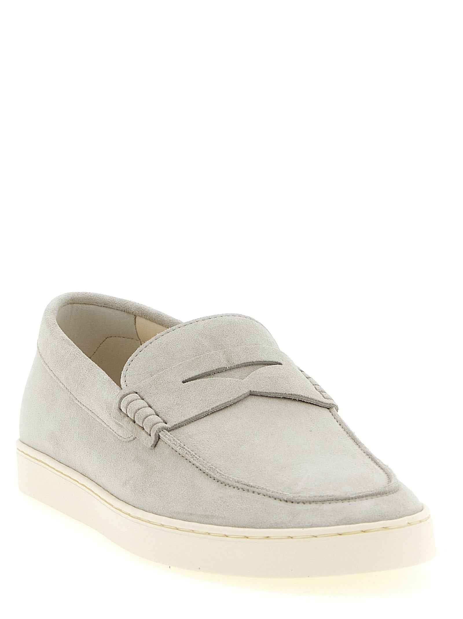 Brunello Cucinelli Gray Calfskin Slip-On Loafers