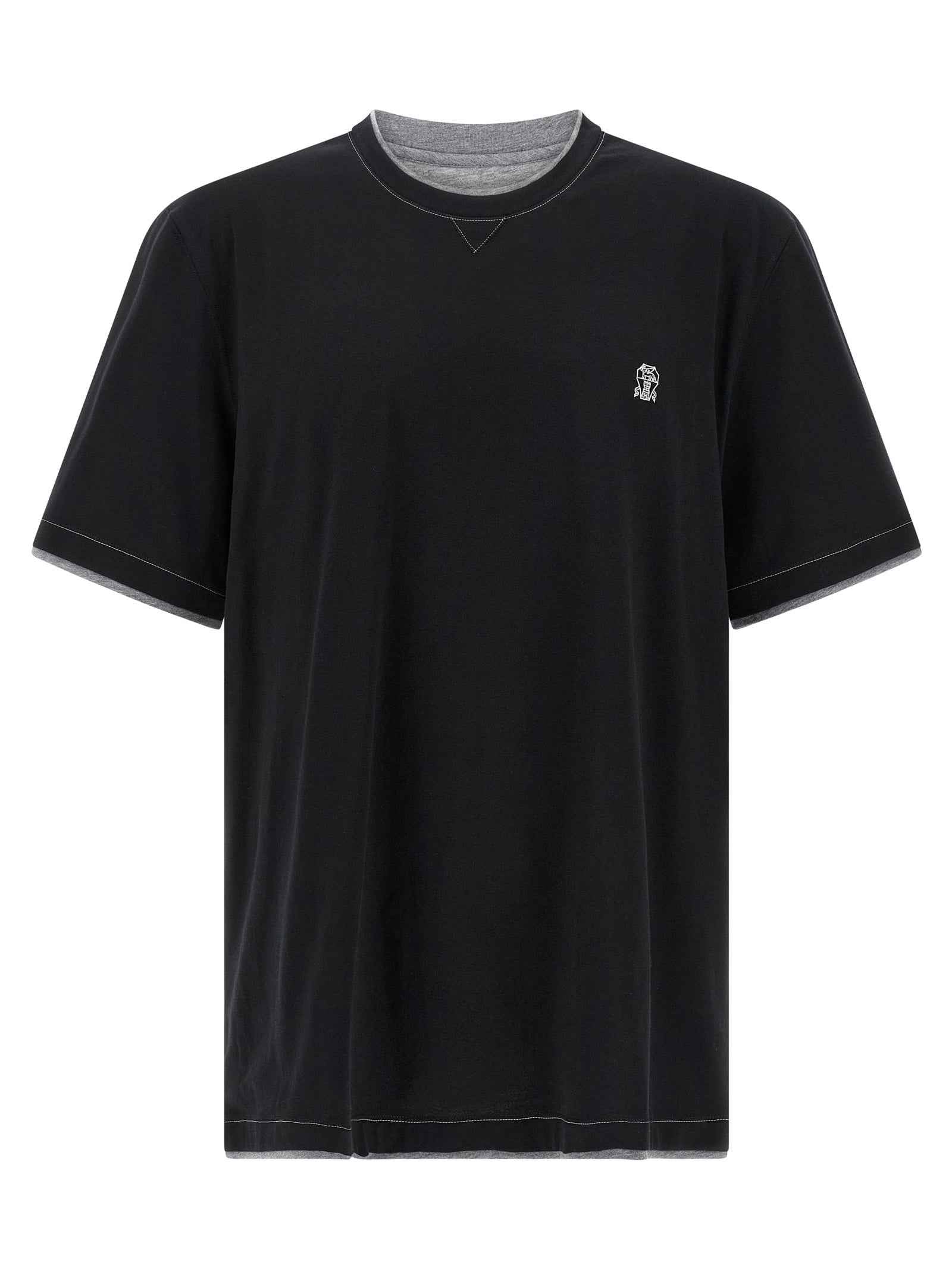 Brunello Cucinelli Black Cotton T-Shirt