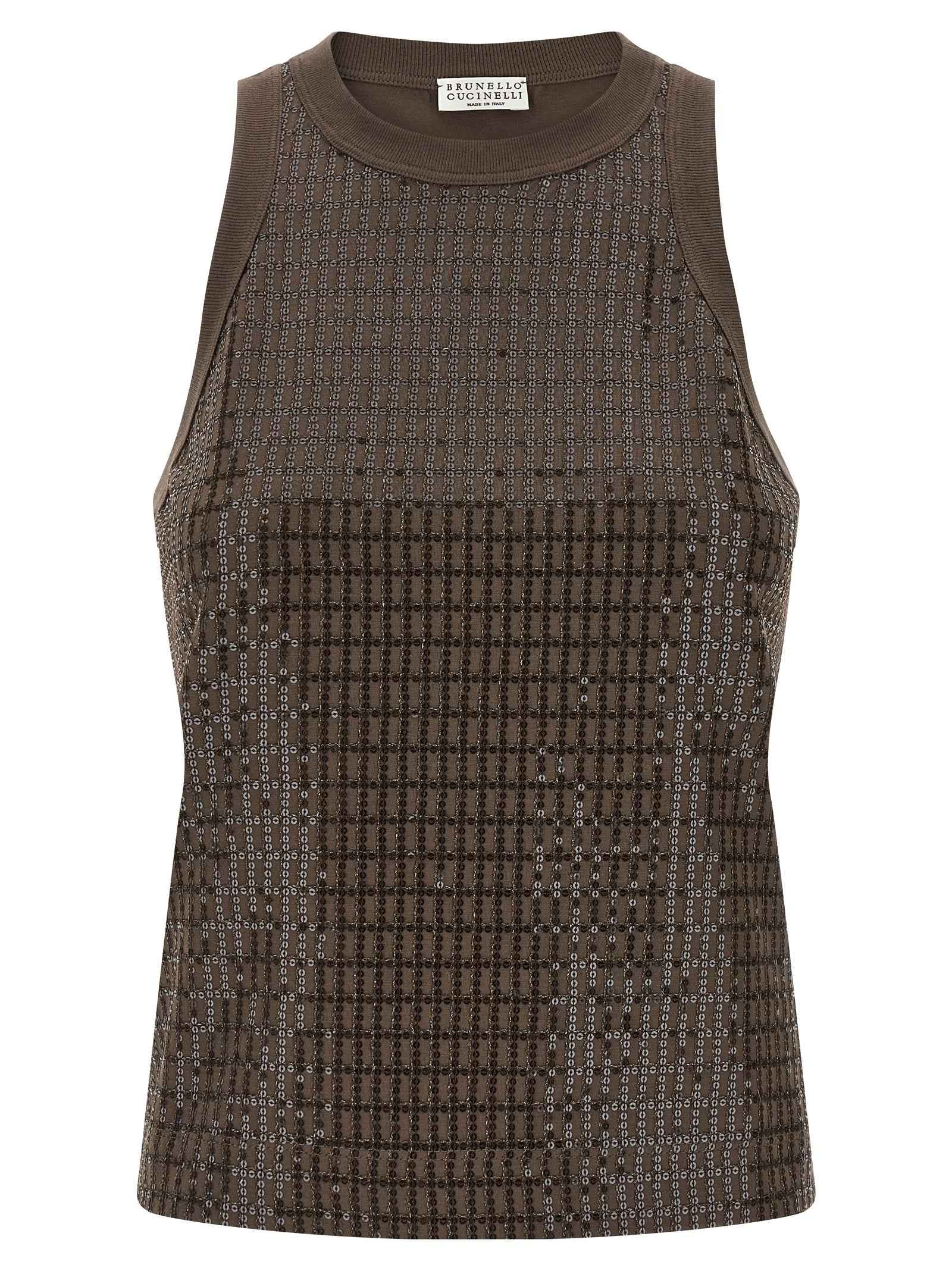 Brunello Cucinelli Brown Cotton Tank Tops