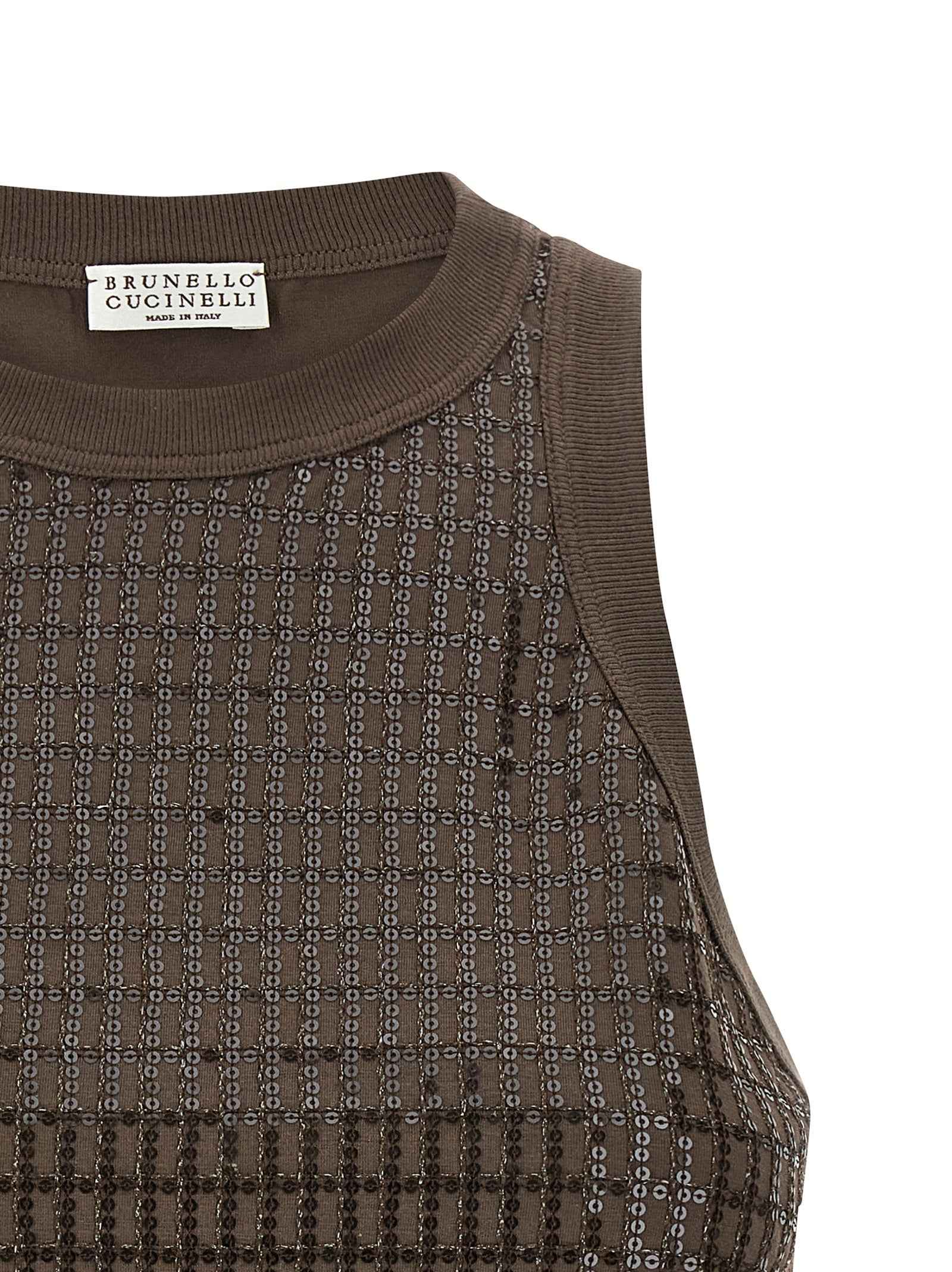 Brunello Cucinelli Brown Cotton Tank Tops