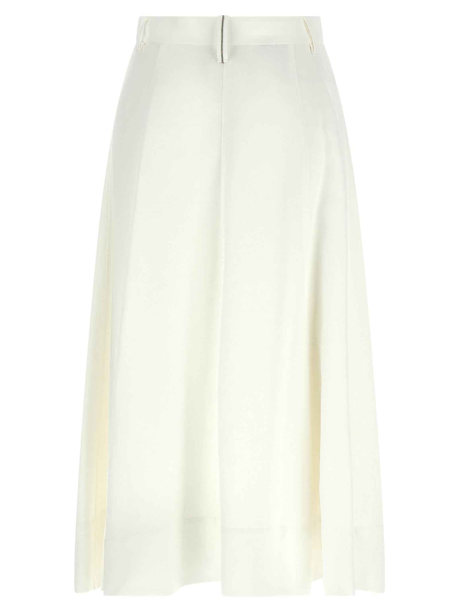 Brunello Cucinelli White Viscose Midi Skirt