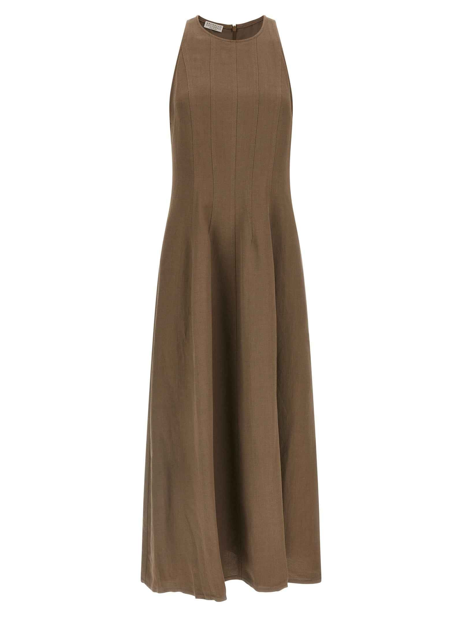 Brunello Cucinelli Brown Viscose Midi Dress