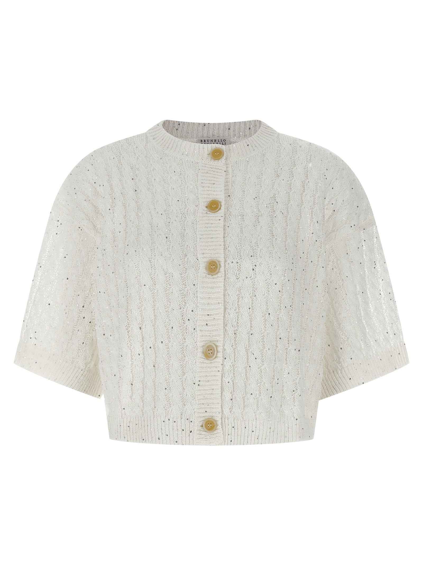 Brunello Cucinelli White Linen Cardigan