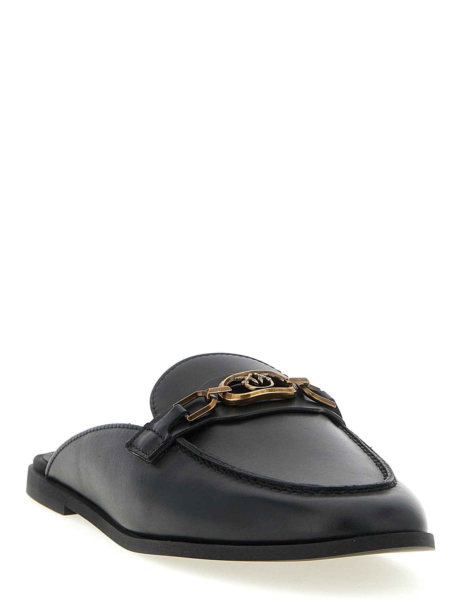 PINKO Black Calfskin Slides