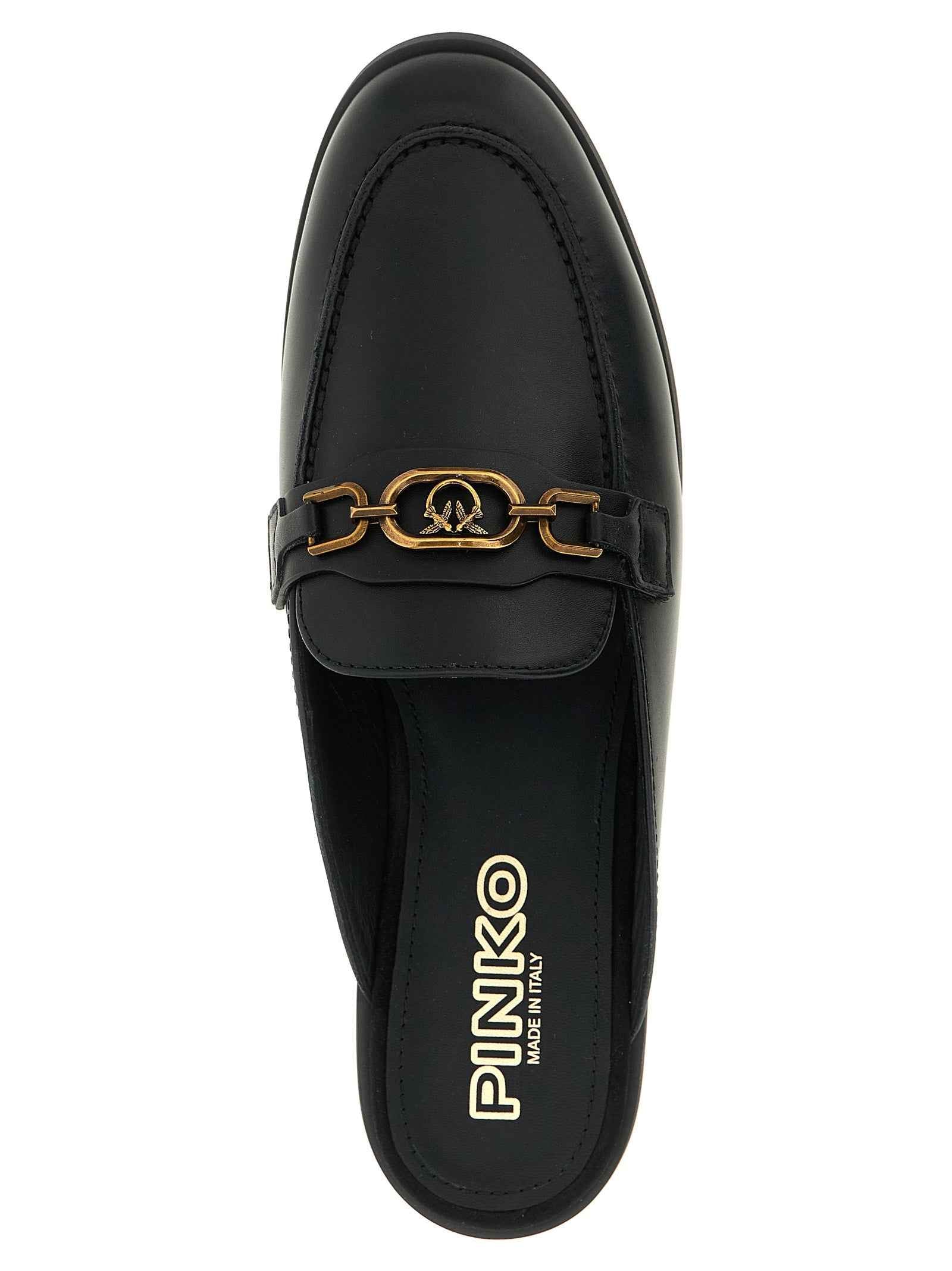 PINKO Black Calfskin Slides