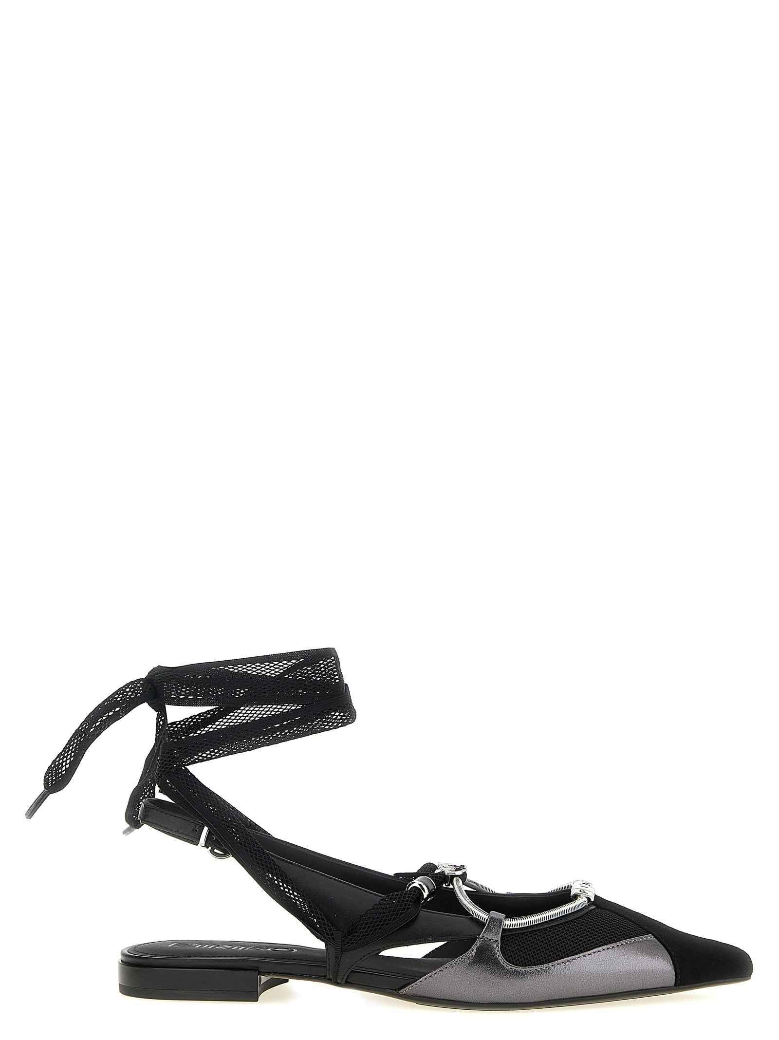 PINKO Black Leather Ballet Flats