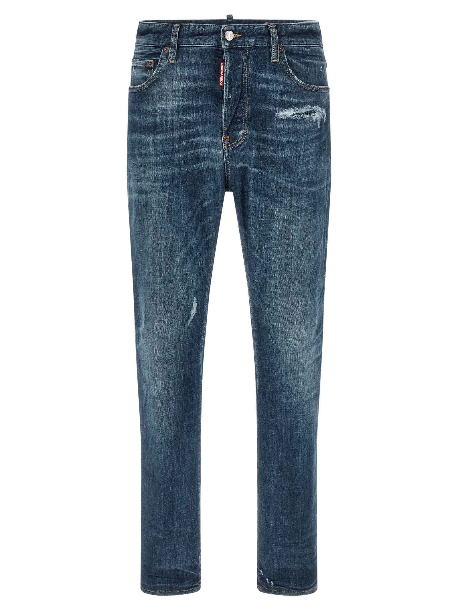 Dsquared² Blue Cotton Straight-Leg Jeans
