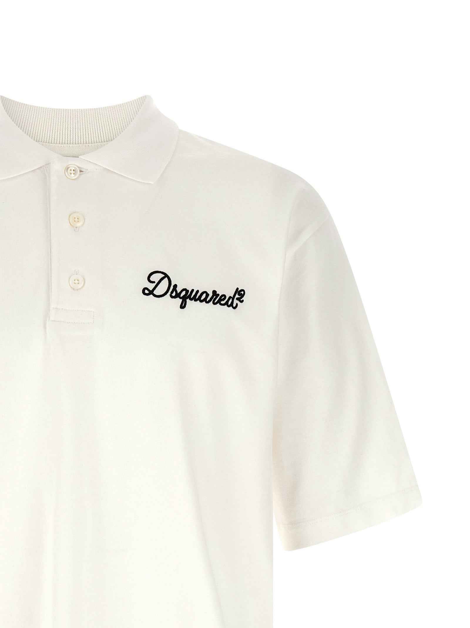 Dsquared² White Cotton Polo Shirt