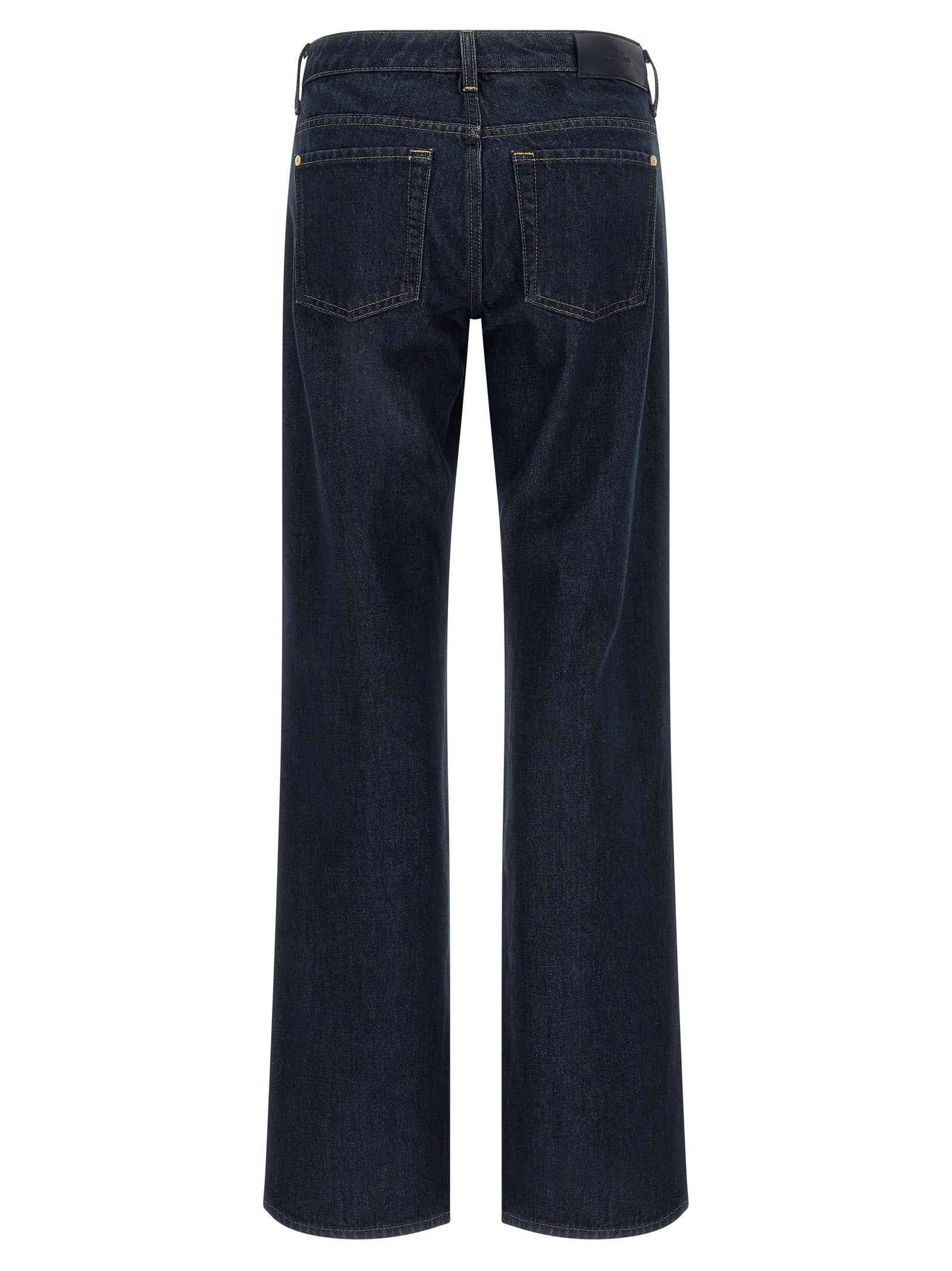 7 For All Mankind Blue Cotton Straight-Leg Jeans