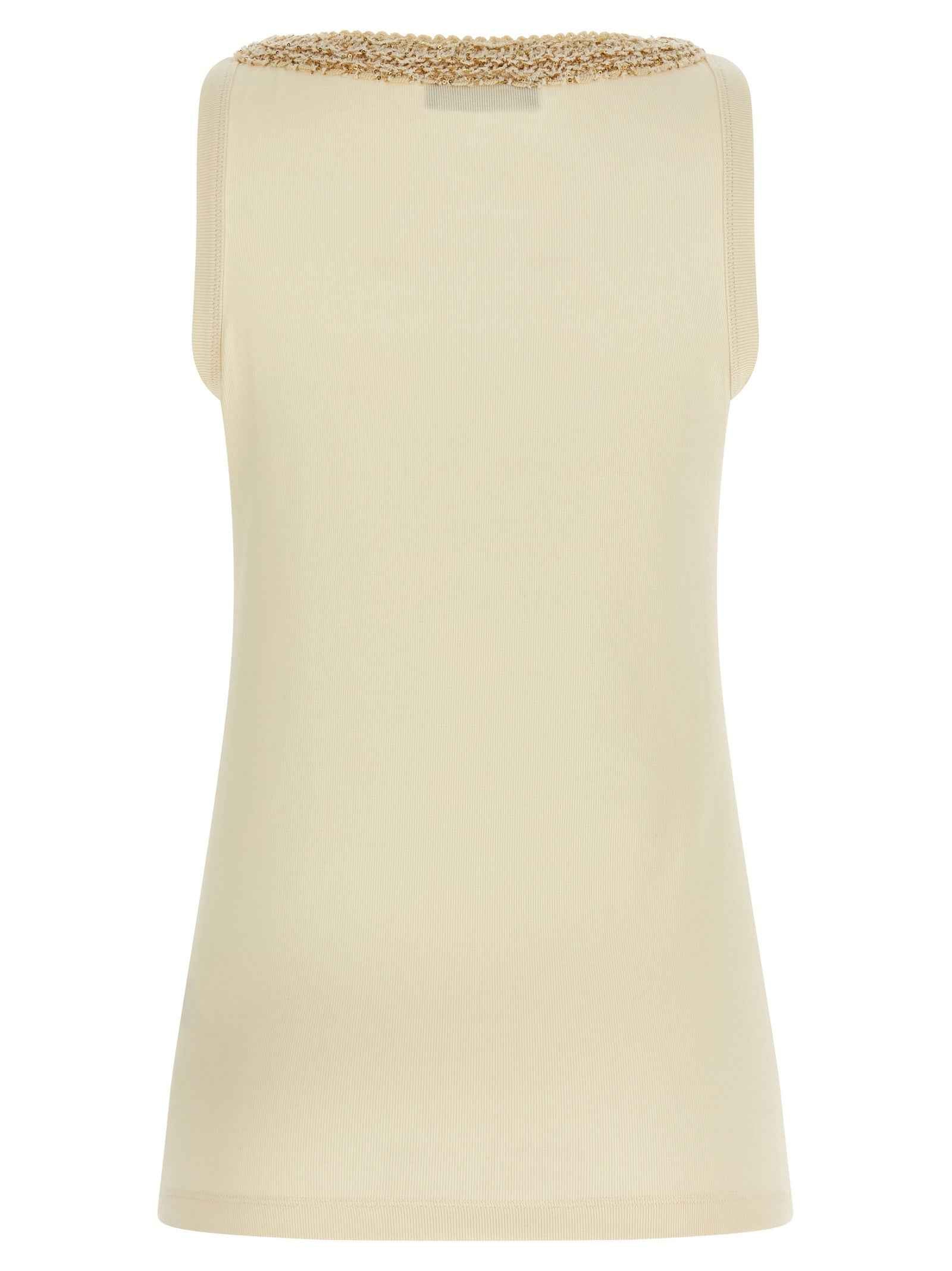 Fabiana Filippi Beige Cotton Sleeveles T-Shirt