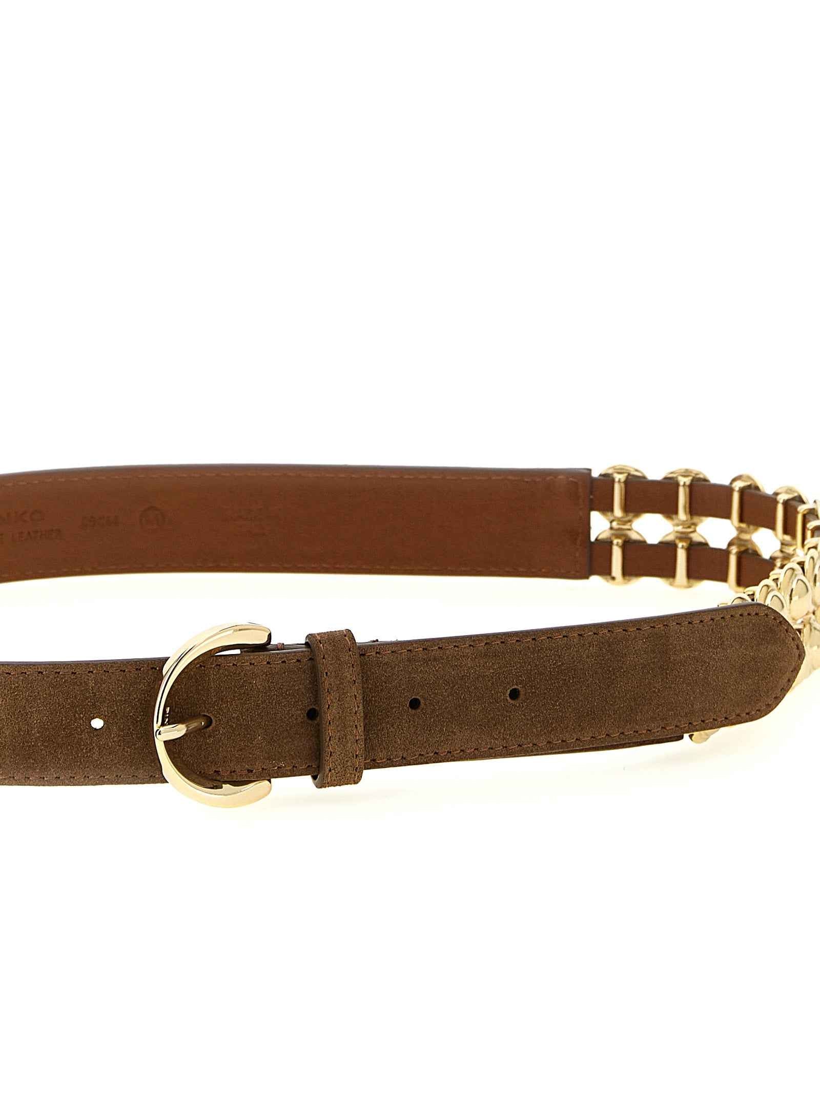 PINKO Brown Lamb Leather Regular Belt