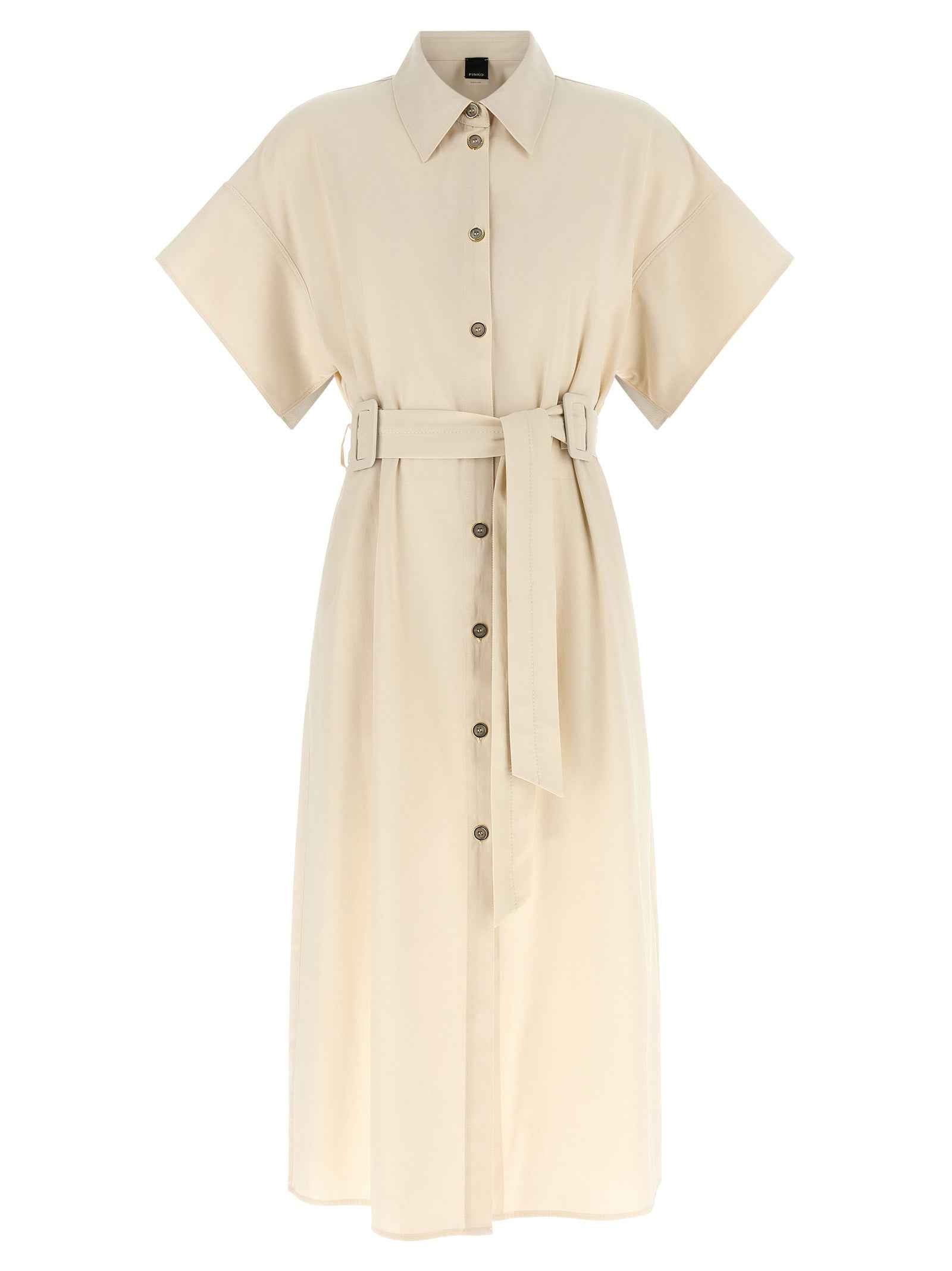 PINKO Beige Cotton Midi Dress
