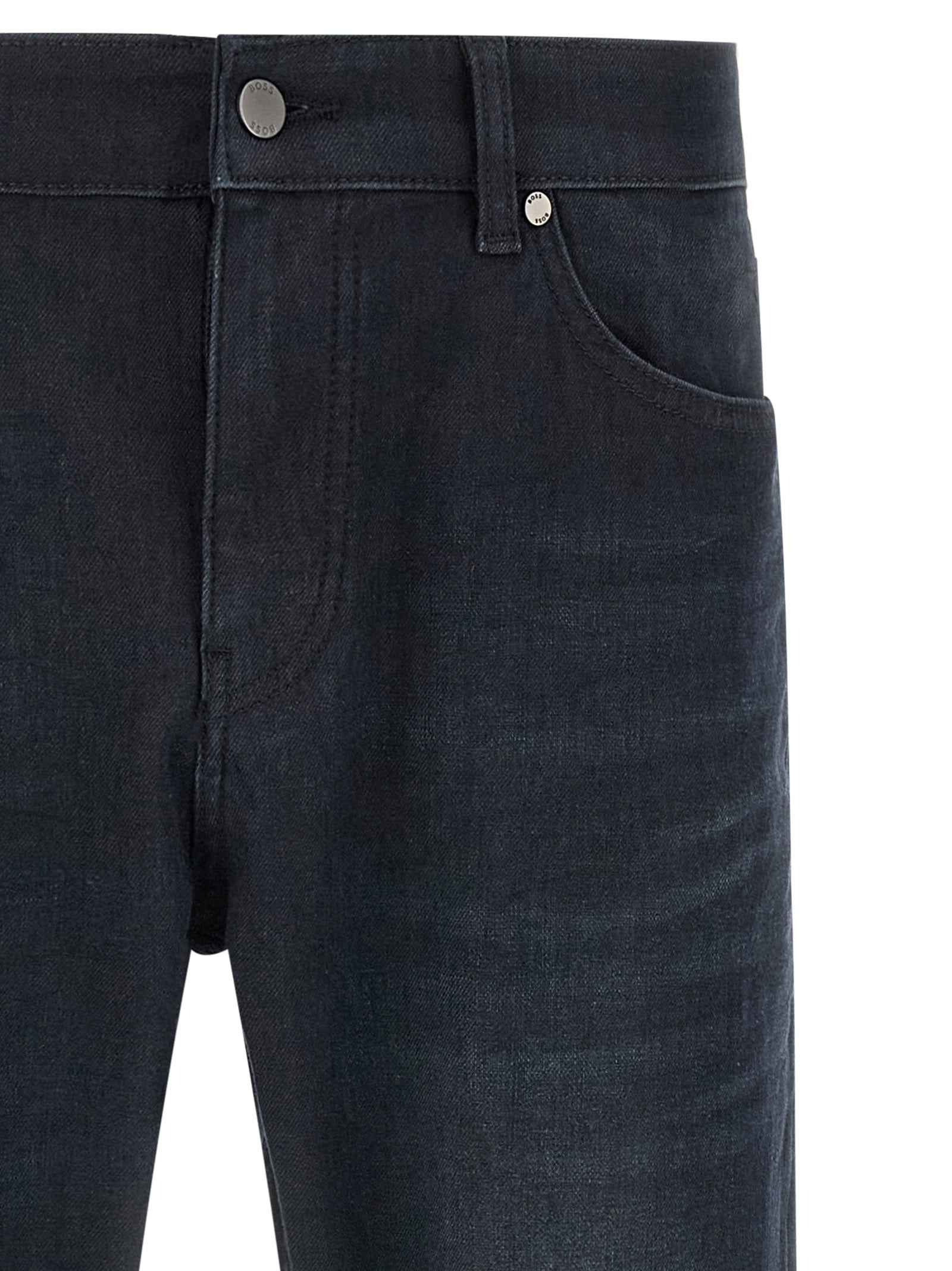 Hugo Boss Blue Cotton Straight-Leg Jeans